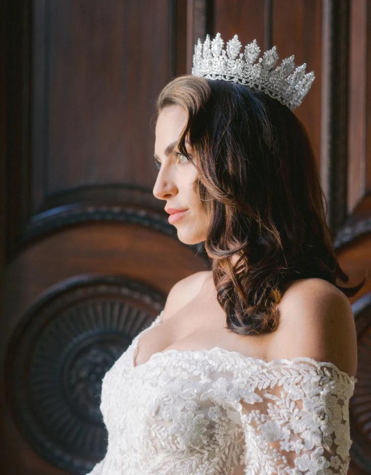 Bride Wearing Full Crown - Rachel Crown | EDEN LUXE Bridal