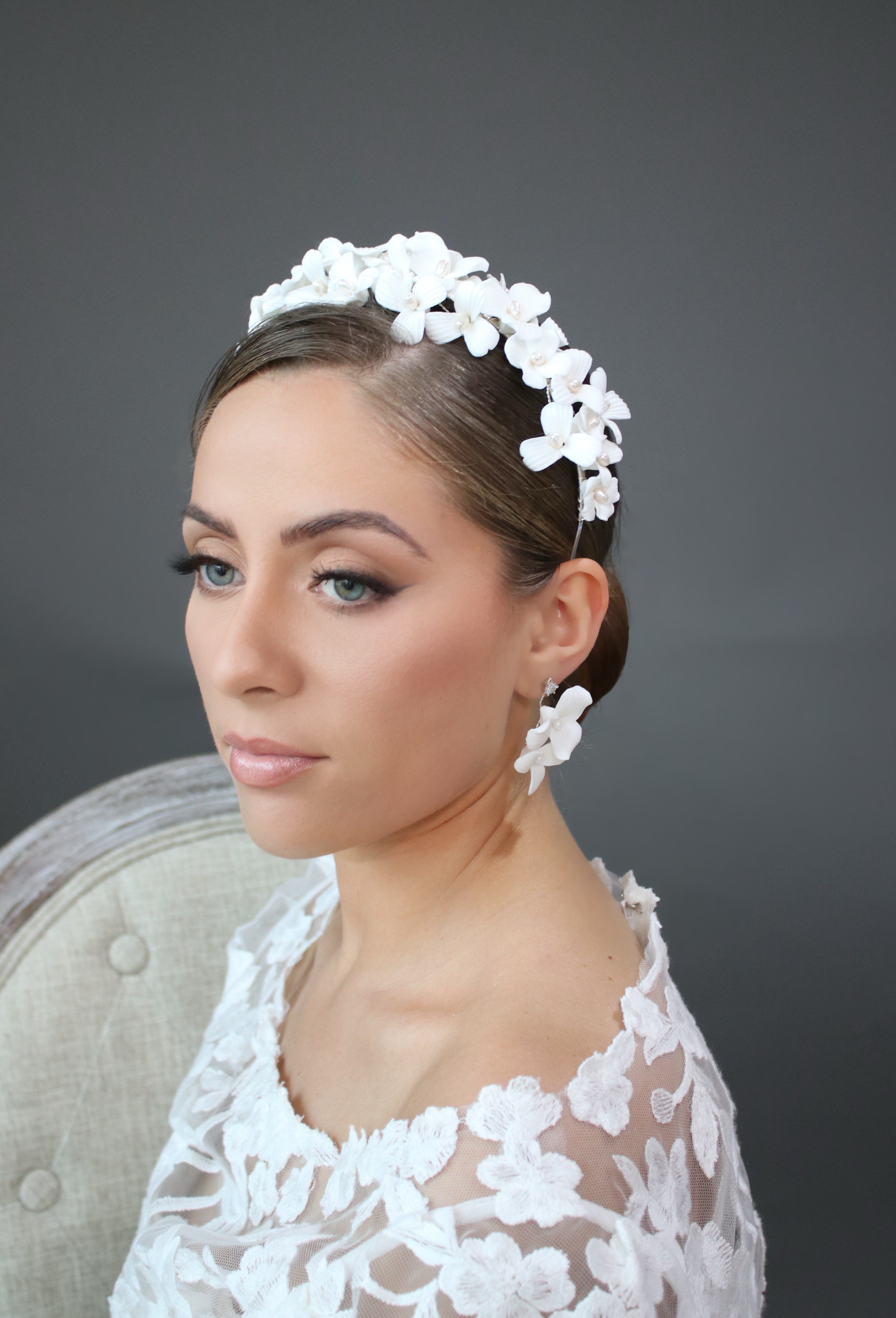 Floral Bridal Headpiece and Matching Earrings | EDEN LUXE Bridal