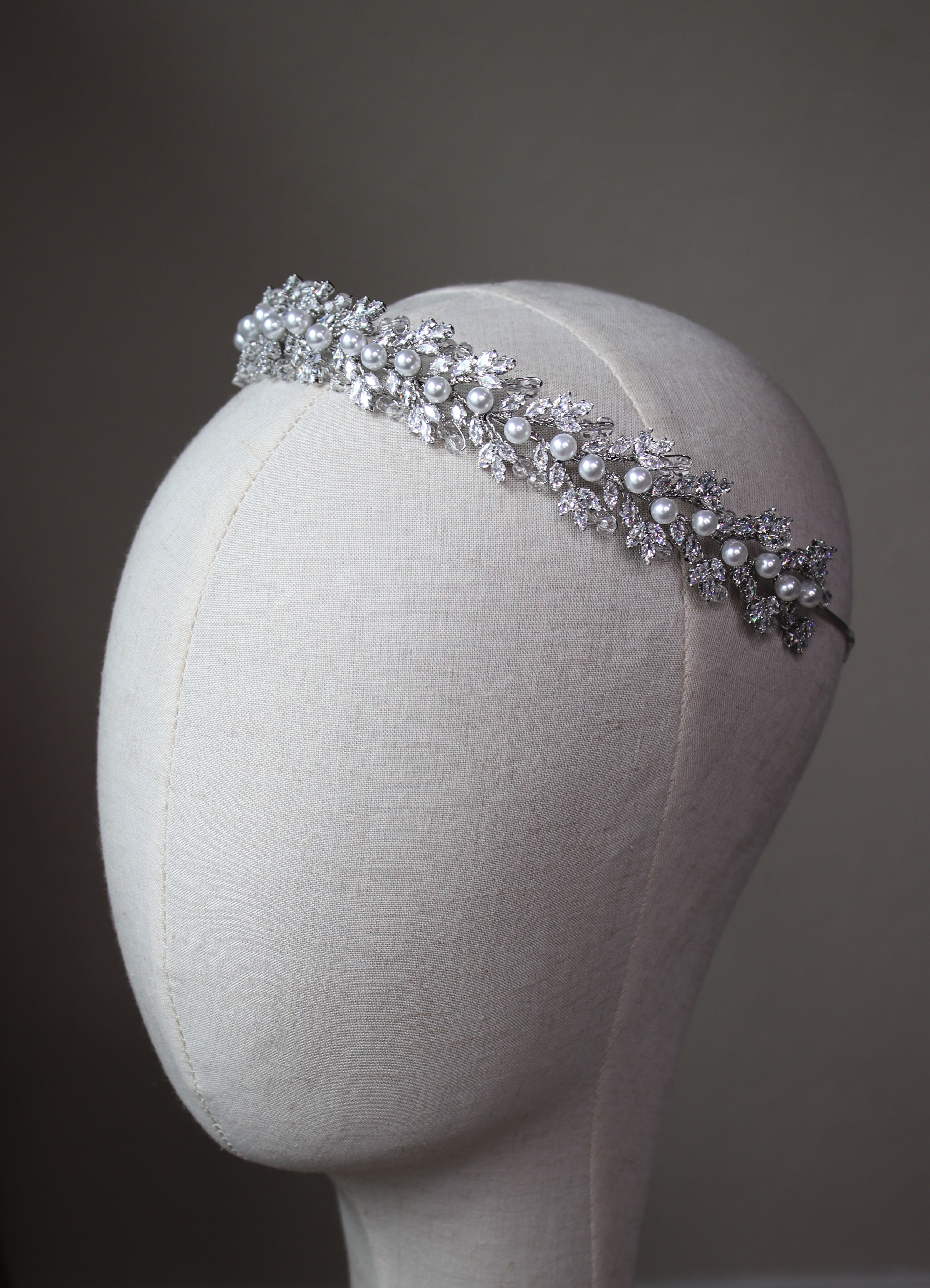 Swarovski Crystal Headband Headpiece with Pearls for Bride | EDEN LUXE Bridal
