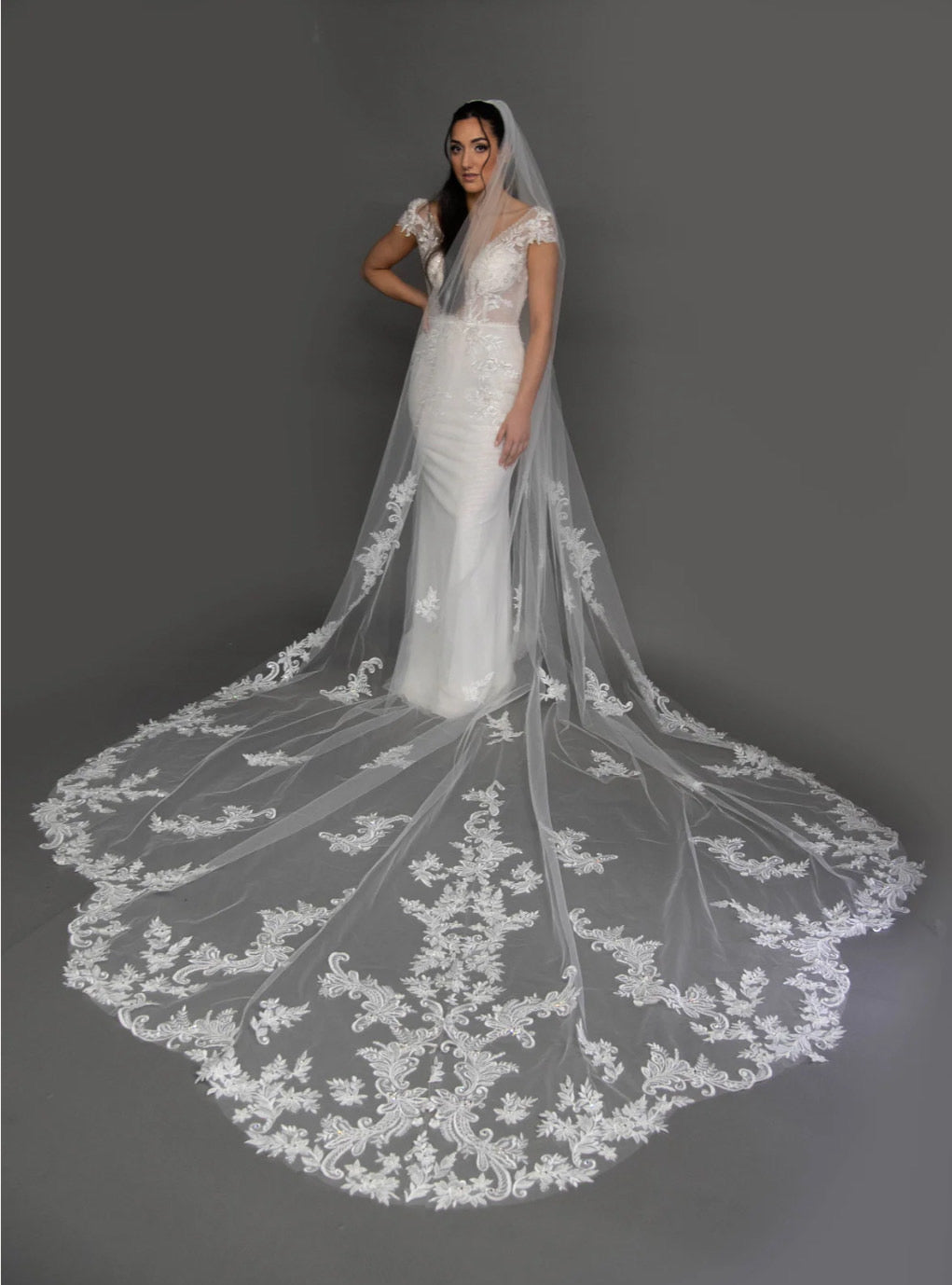 Bespoke WREN Lace Royal Cathedral Wedding Veil