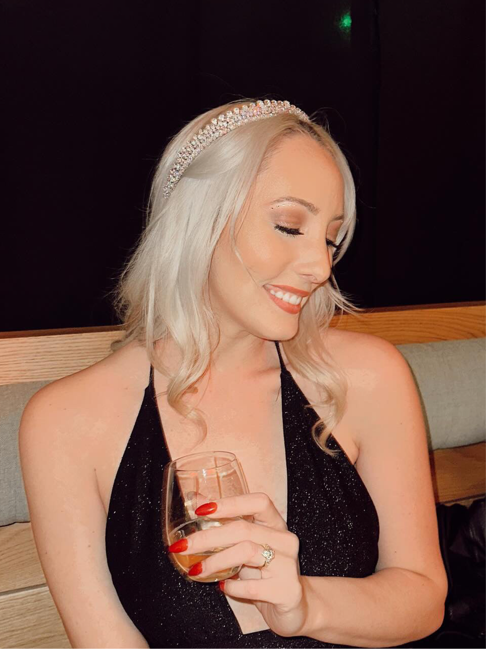 Modern minimalist wedding tiara, EDEN LUXE Bridal simulated diamonds, low height profile | EDEN LUXE Bridal