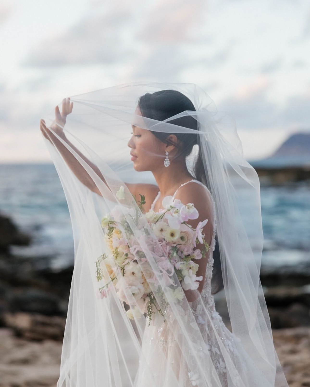 Bride Wearing Wedding Earrings | EDEN LUXE Bridal