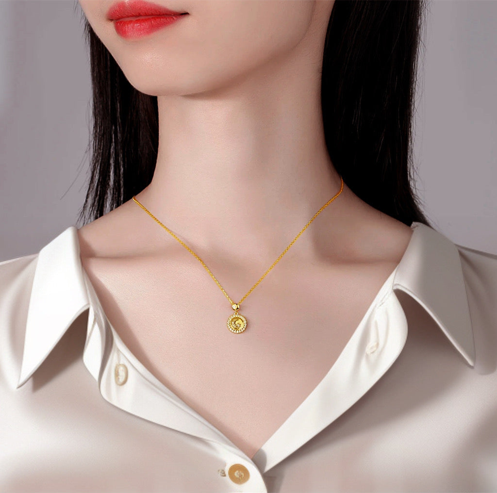 TO THE MOON AND BACK Gold and Simulated Diamond Necklace