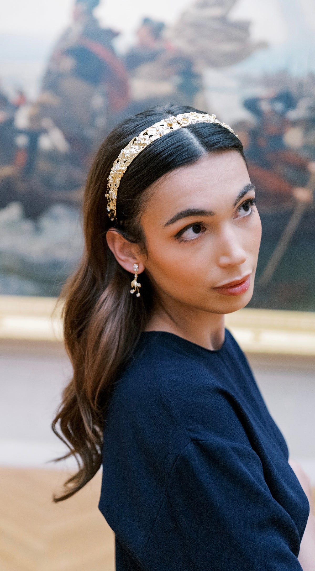 SARAH Headband Everyday Tiara™ – 14k Gold Plated Floral Swarovski Crystal Headband, Sophie Kaye x EDEN LUXE Everyday