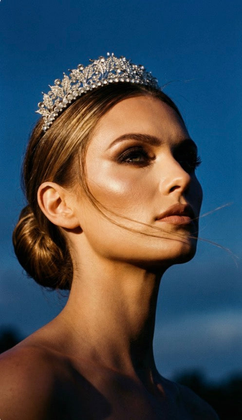 Victoria Tiara on a bride | EDEN LUXE Bridal