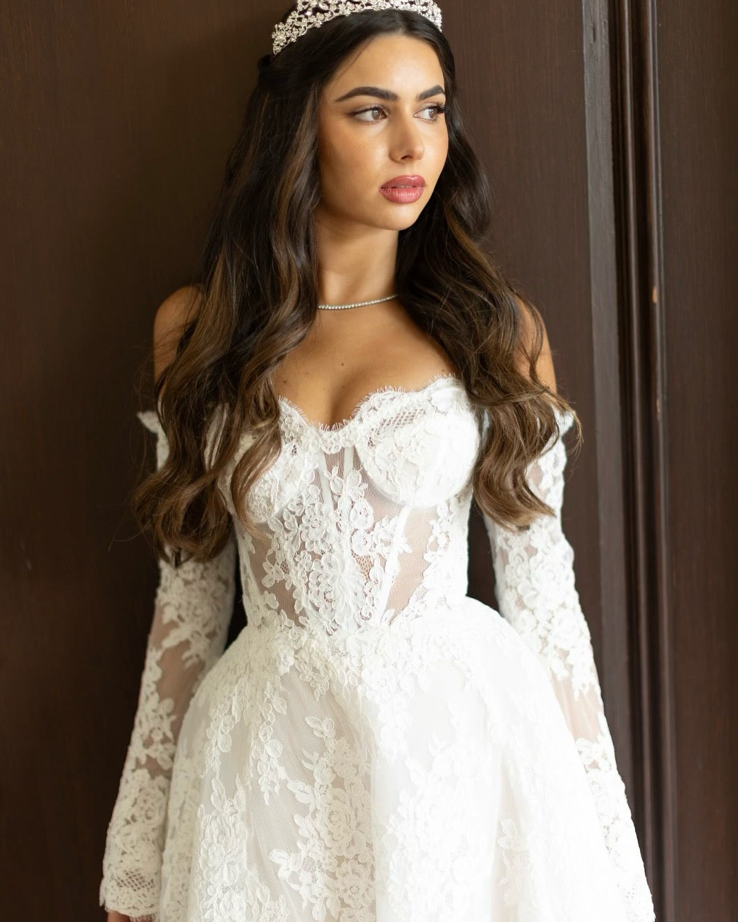 Real Bride wearing silver tiara | EDEN LUXE Bridal