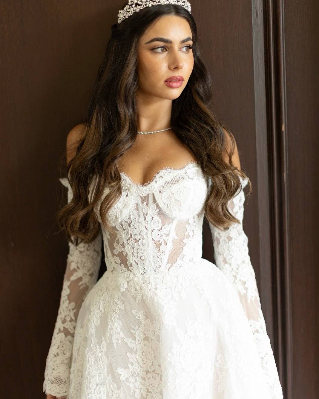 Real Bride wearing silver tiara | EDEN LUXE Bridal