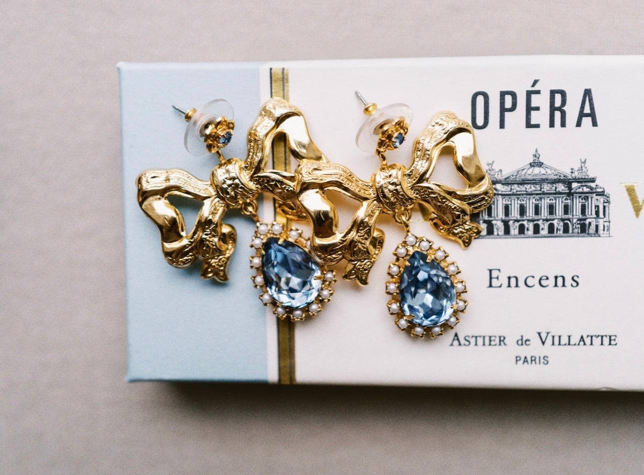 ANTOINETTE Bow Earrings - Pale Blue – EDEN LUXE Everyday