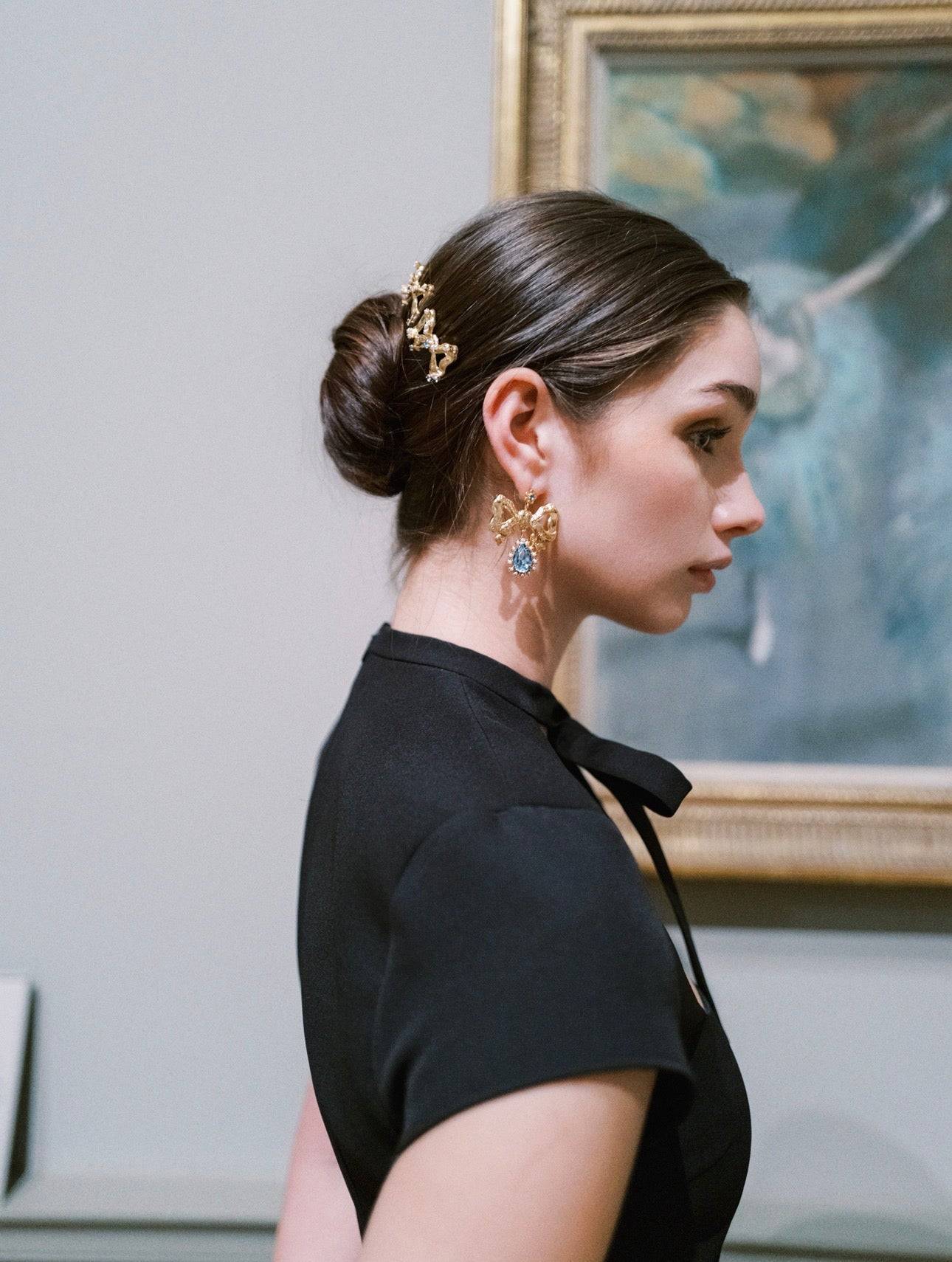 ANTOINETTE Bow Earrings - Pale Blue – EDEN LUXE Everyday