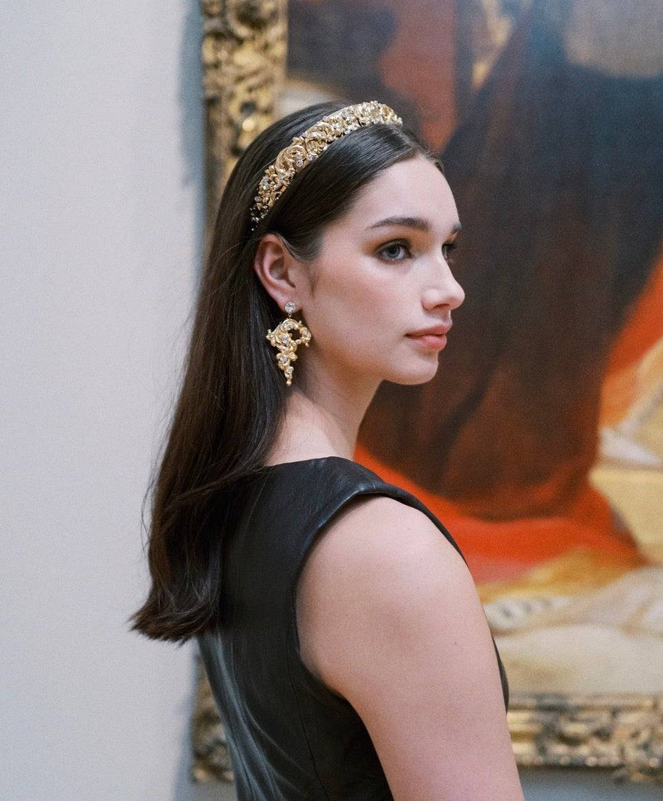 VICTORIA Everyday Tiara™ Halo – 14k Gold Plated Rococo Swarovski Crystal Crown - EDEN LUXE Everyday