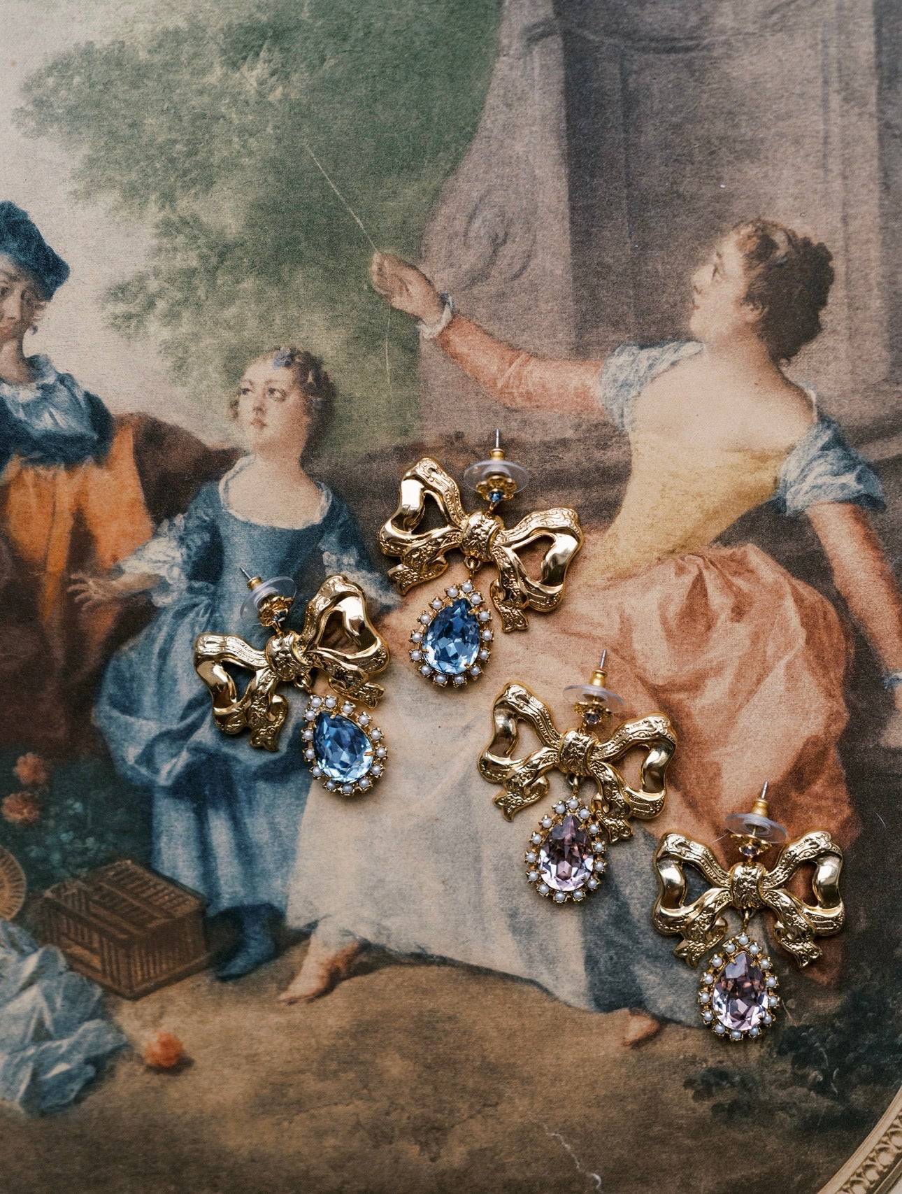 ANTOINETTE Bow Earrings - Pale Blue – EDEN LUXE Everyday