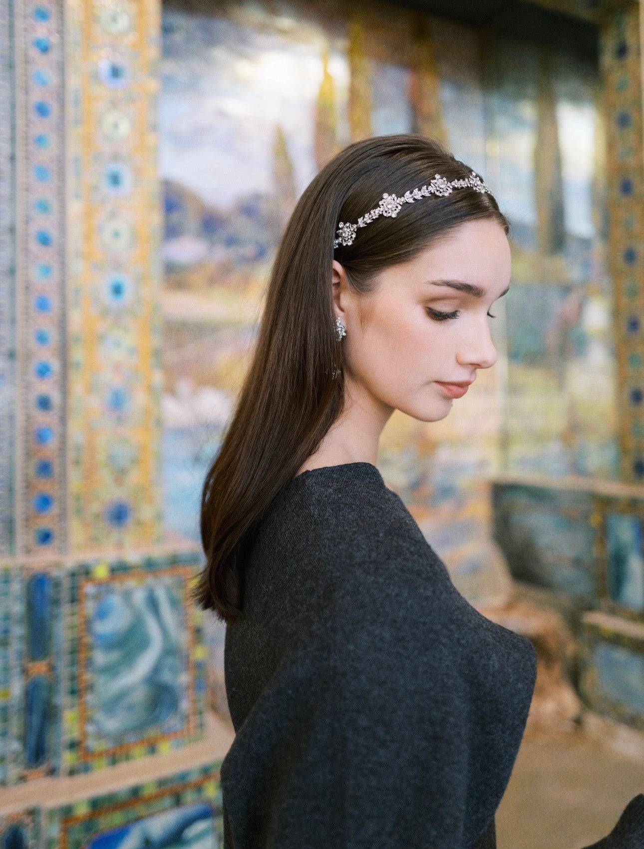 WADE Headband Everyday Tiara – Tiffany and Co. 1900's Archival Necklace Inspired - Swarovski Crystal Headband Sophie Kaye x EDEN LUXE Everyday