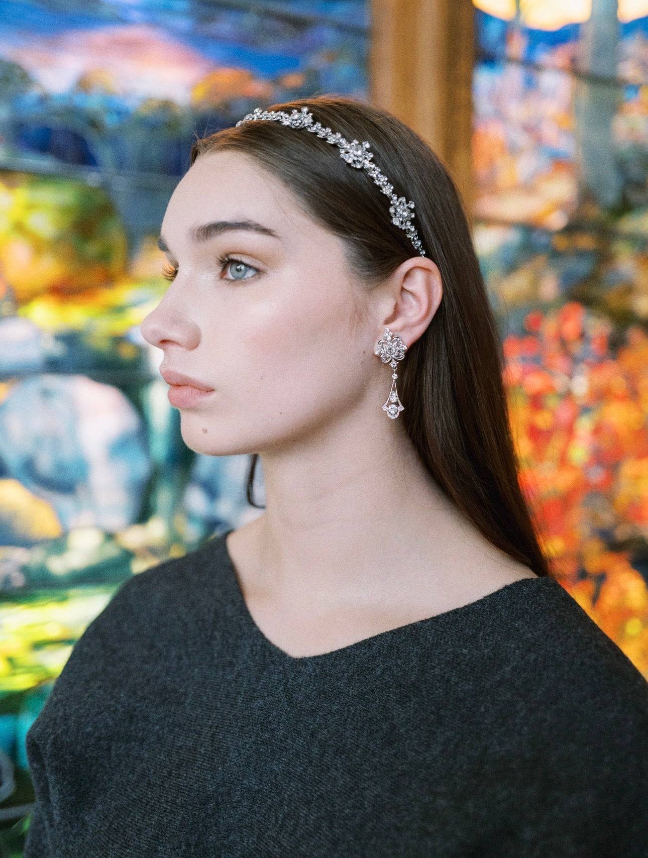 WADE Headband Everyday Tiara – Tiffany and Co. 1900's Archival Necklace Inspired - Swarovski Crystal Headband Sophie Kaye x EDEN LUXE Everyday