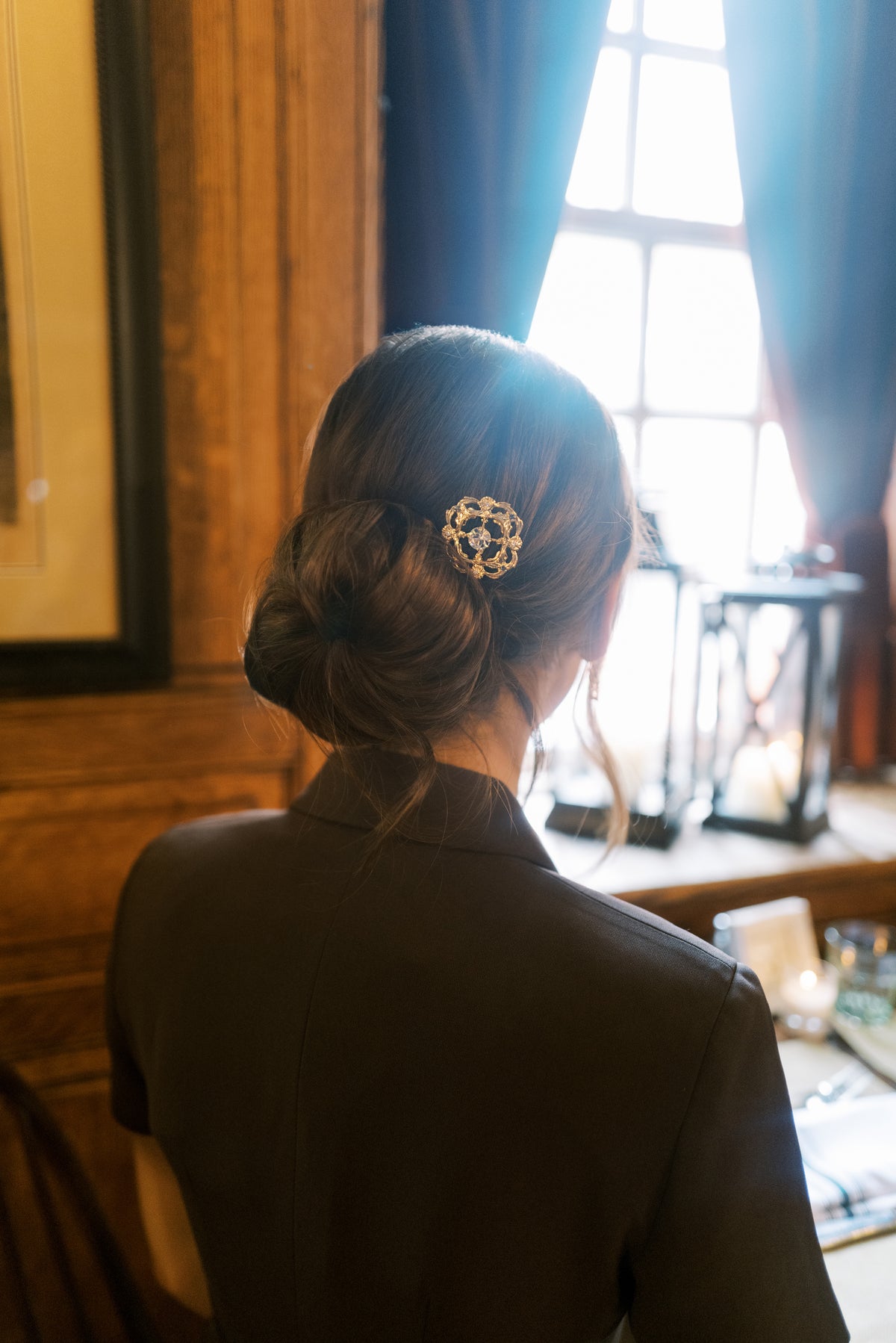 MARTHA Hairpin – 14k Gold Plated Clear & French Blue Swarovski Crystal Hair Pin, Sophie Kaye x EDEN LUXE Everyday