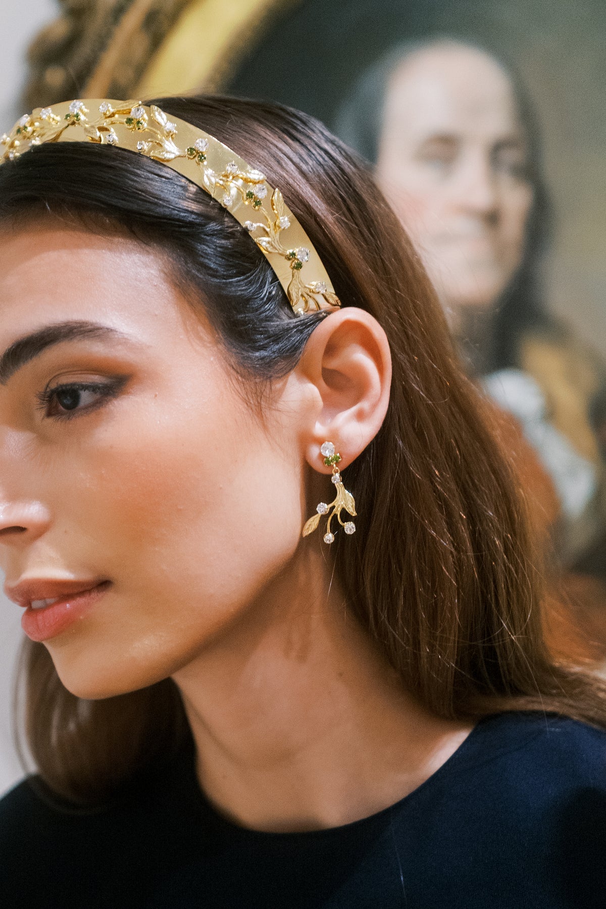 WHEATLEY Earrings – 14k Gold Plated Swarovski Crystal Vine Drop Earrings, Sophie Kaye x EDEN LUXE Everyday