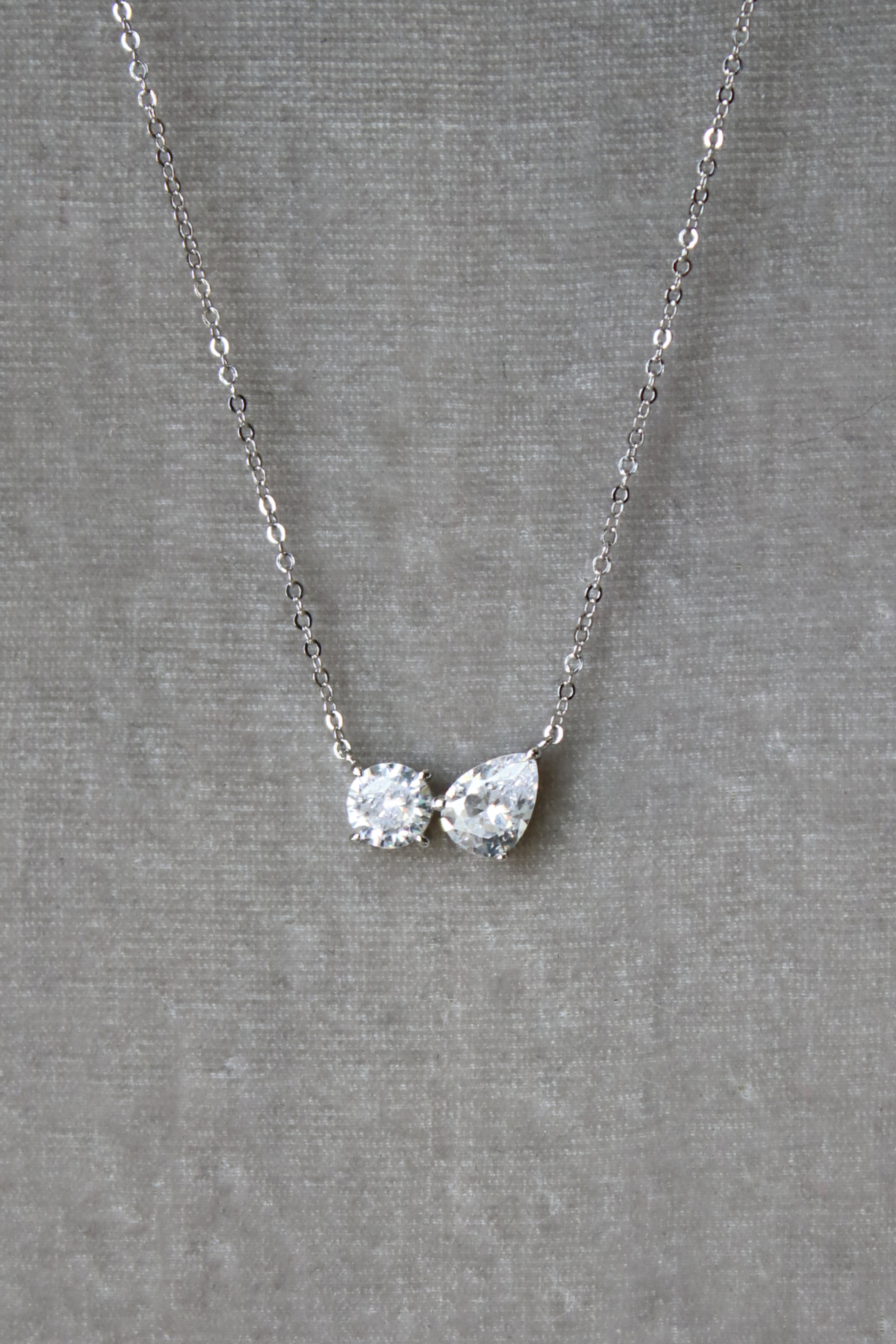 Simulated Diamond Bypass Necklace - MOI et TOI | EDEN LUXE Bridal