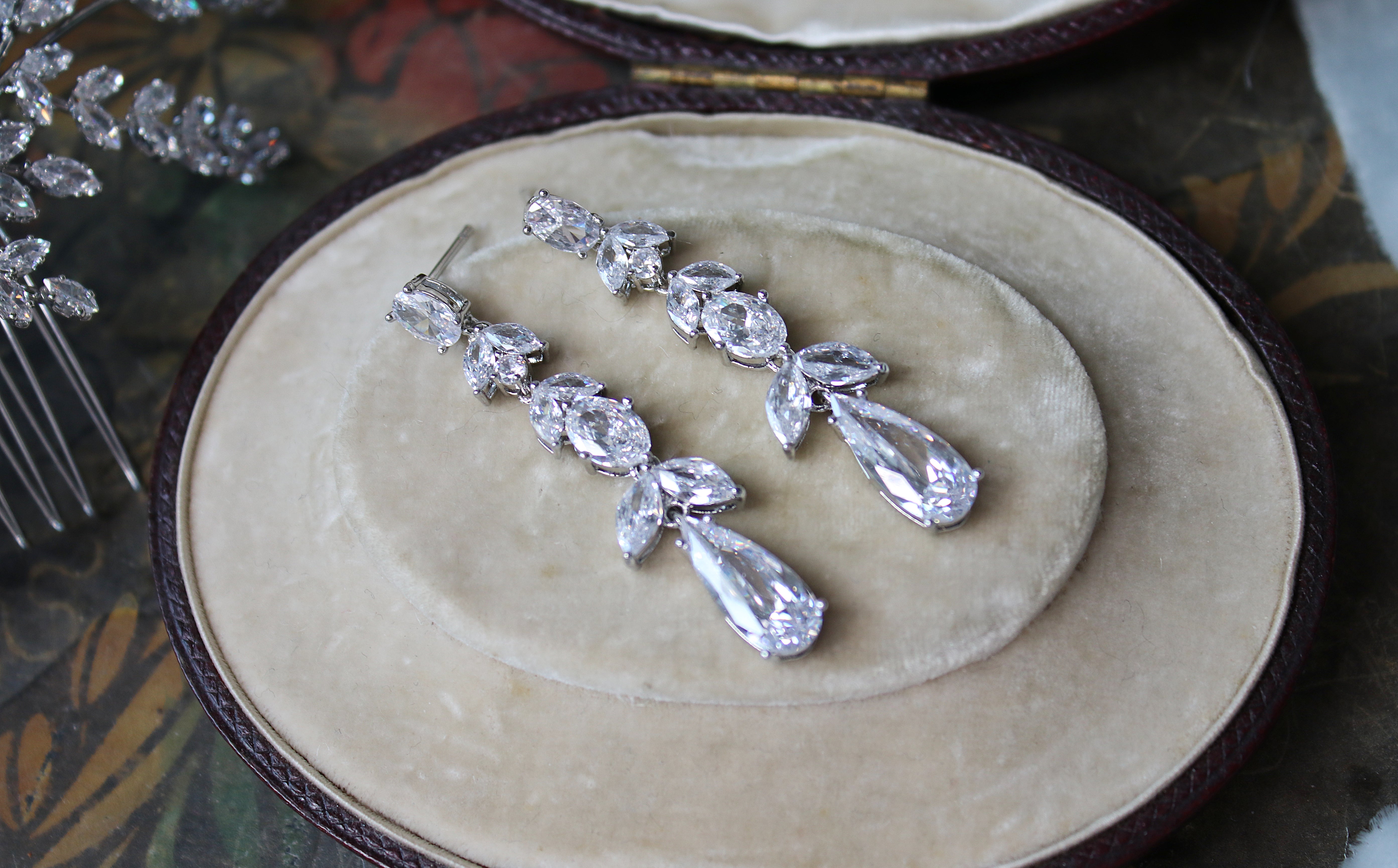 TANNER Simulated Diamond Long Drop Earrings