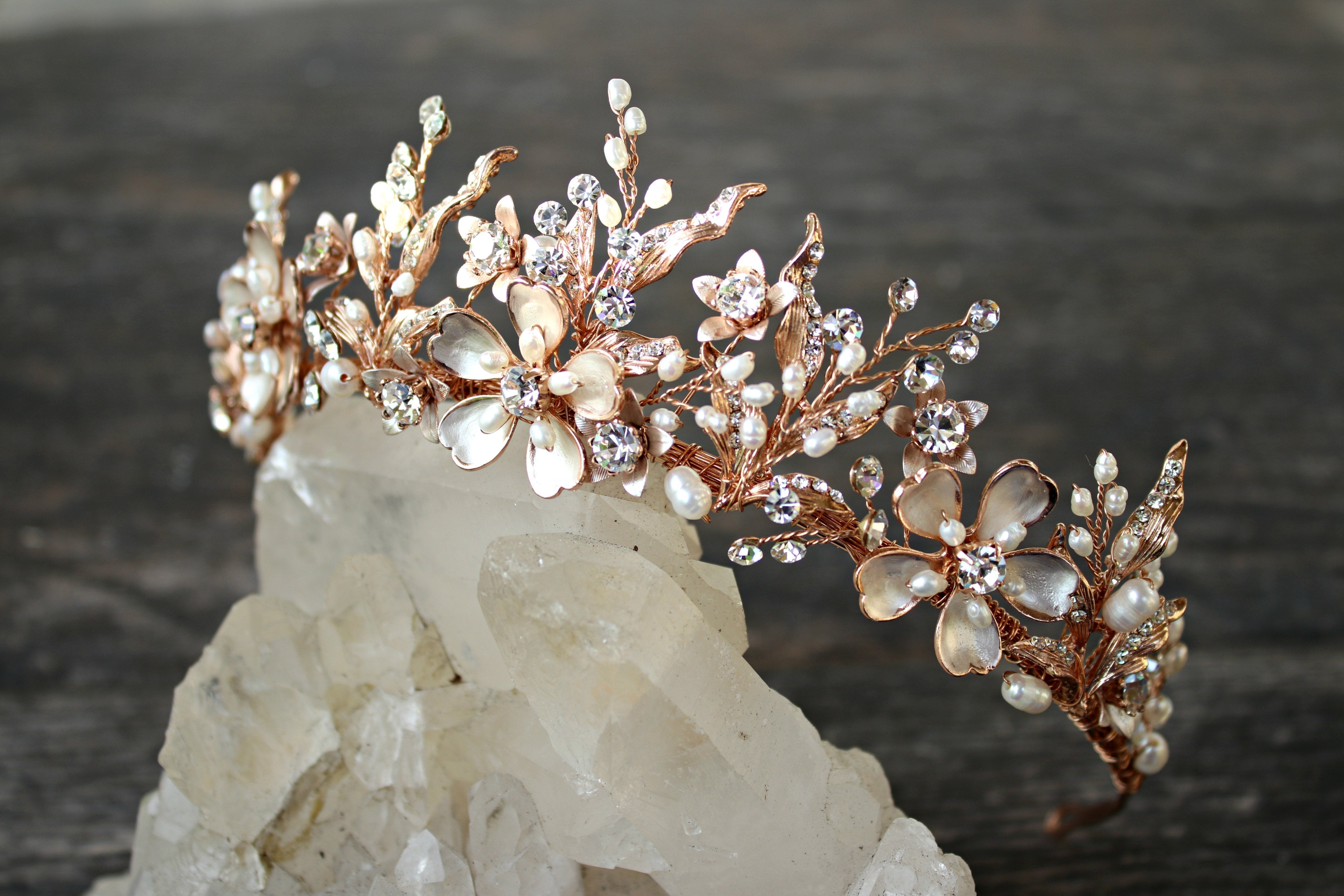 EDEN LUXE Bridal Tiara, Tiaras GENEVIEVE Tiara and Earrings Set with Citrine, Blue Topaz and Amethyst Briolettes