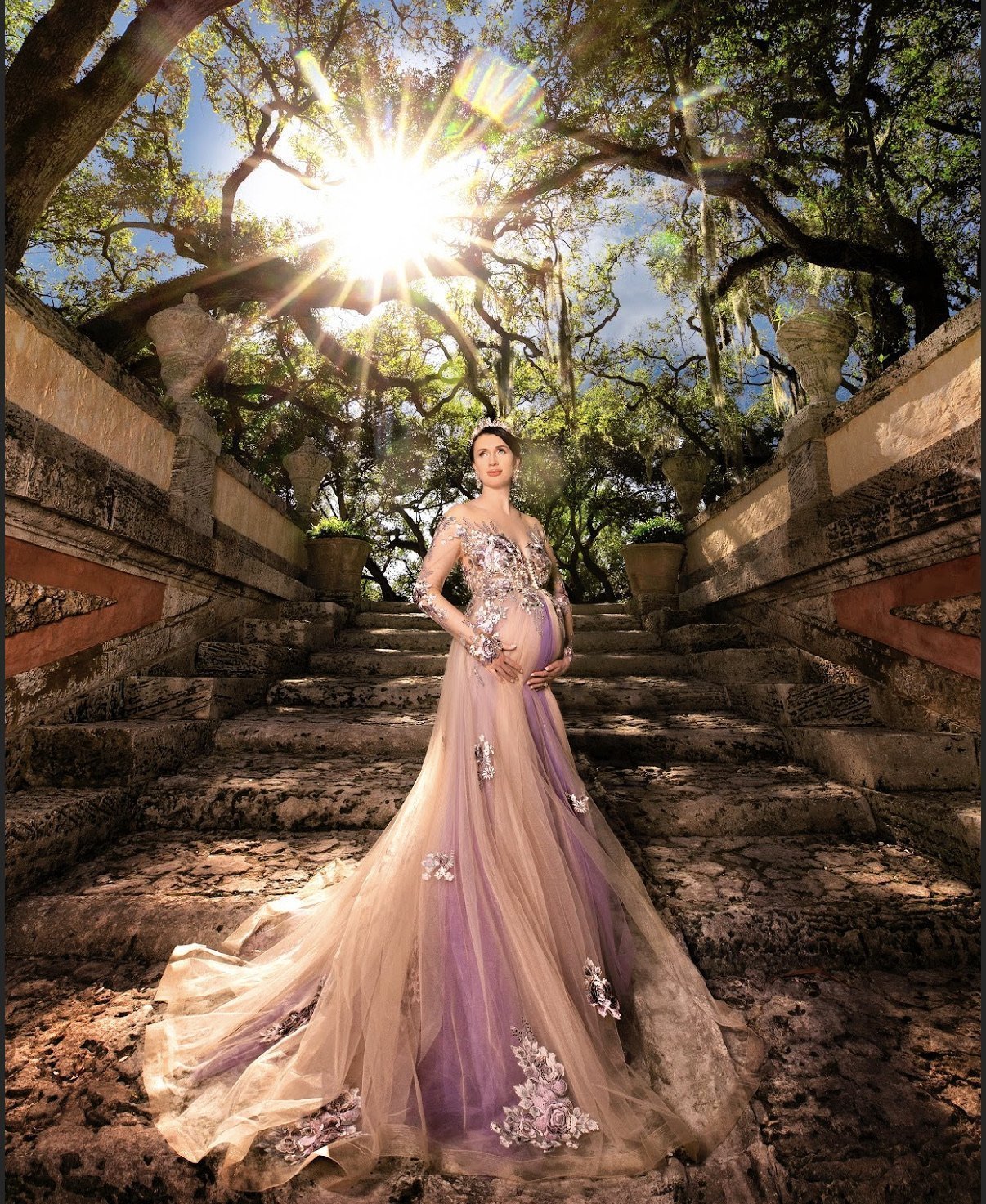 EDEN LUXE Bridal Tiara, Tiaras GENEVIEVE Tiara and Earrings Set with Citrine, Blue Topaz and Amethyst Briolettes