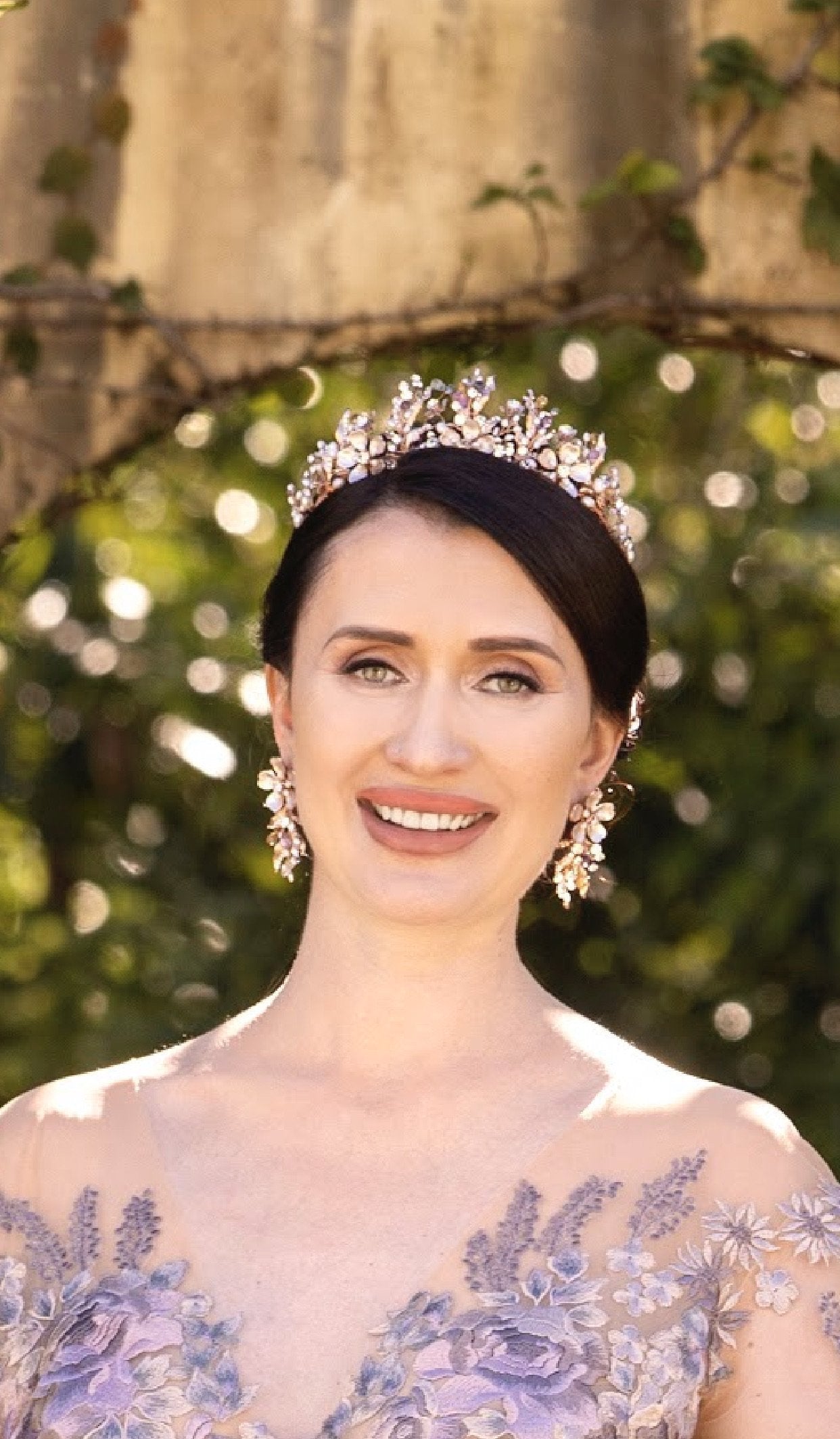 EDEN LUXE Bridal Tiara, Tiaras GENEVIEVE Tiara and Earrings Set with Citrine, Blue Topaz and Amethyst Briolettes