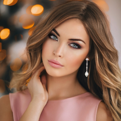 Bride Wearing Skinny Long Drop Earrings | EDEN LUXE Bridal