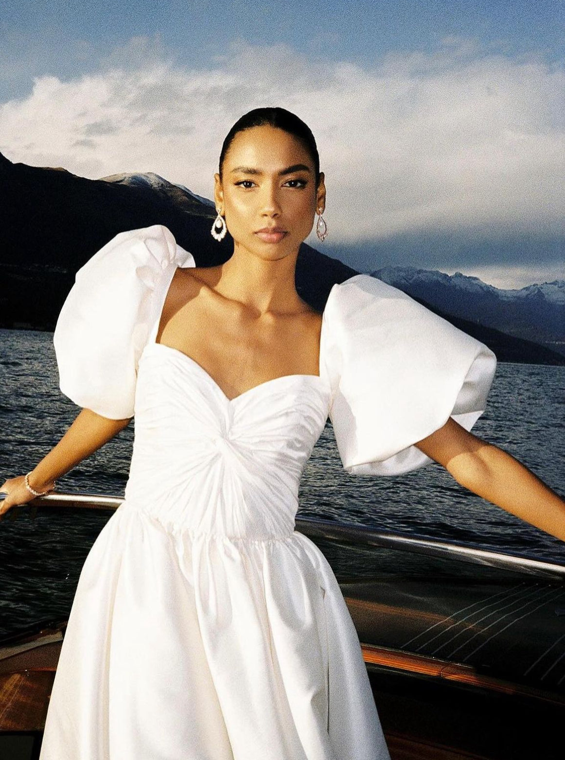 MIRABEL Simulated Diamond and Pearl Drop Earrings