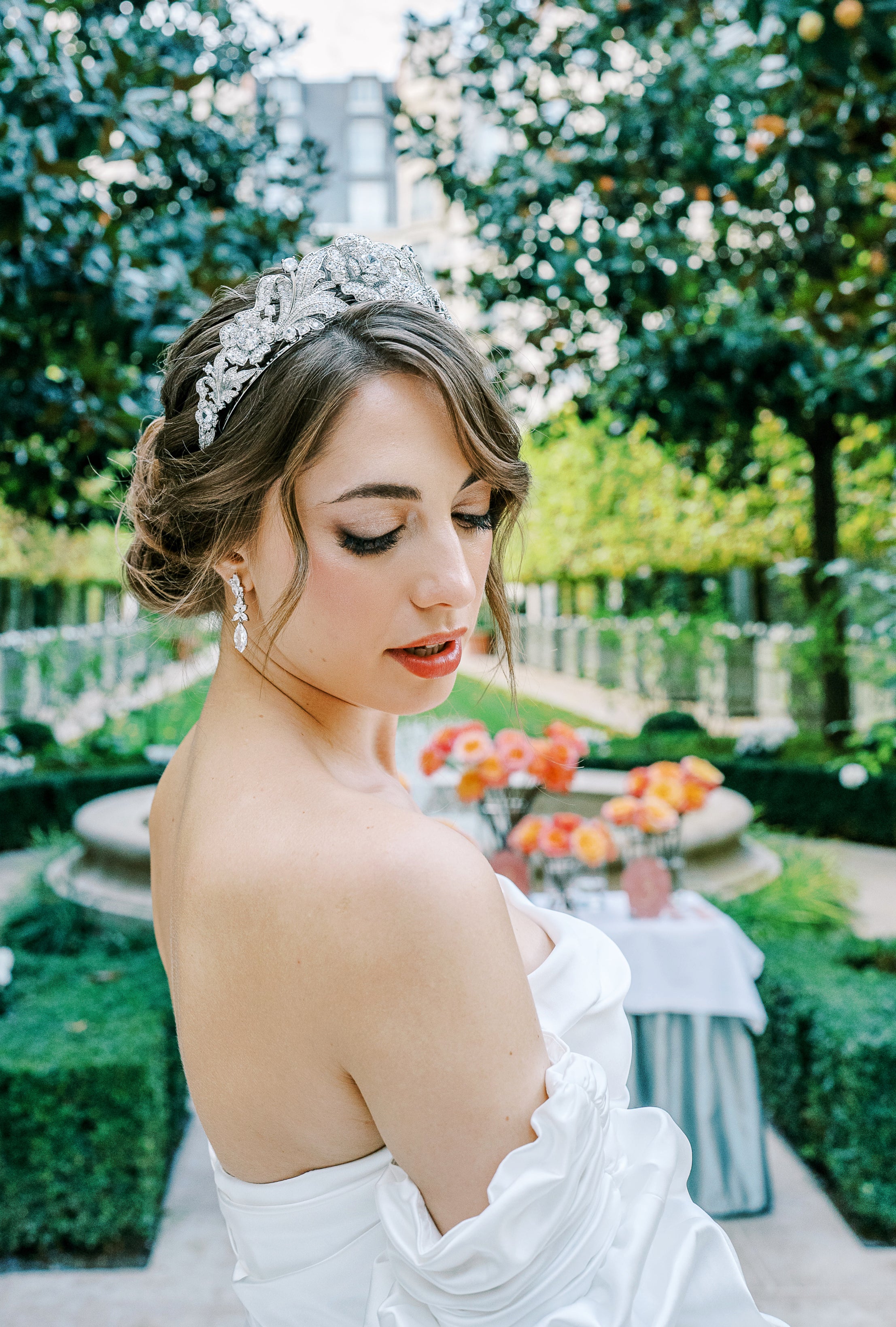 LETIZIA Simulated Diamond Royal Bridal Crown