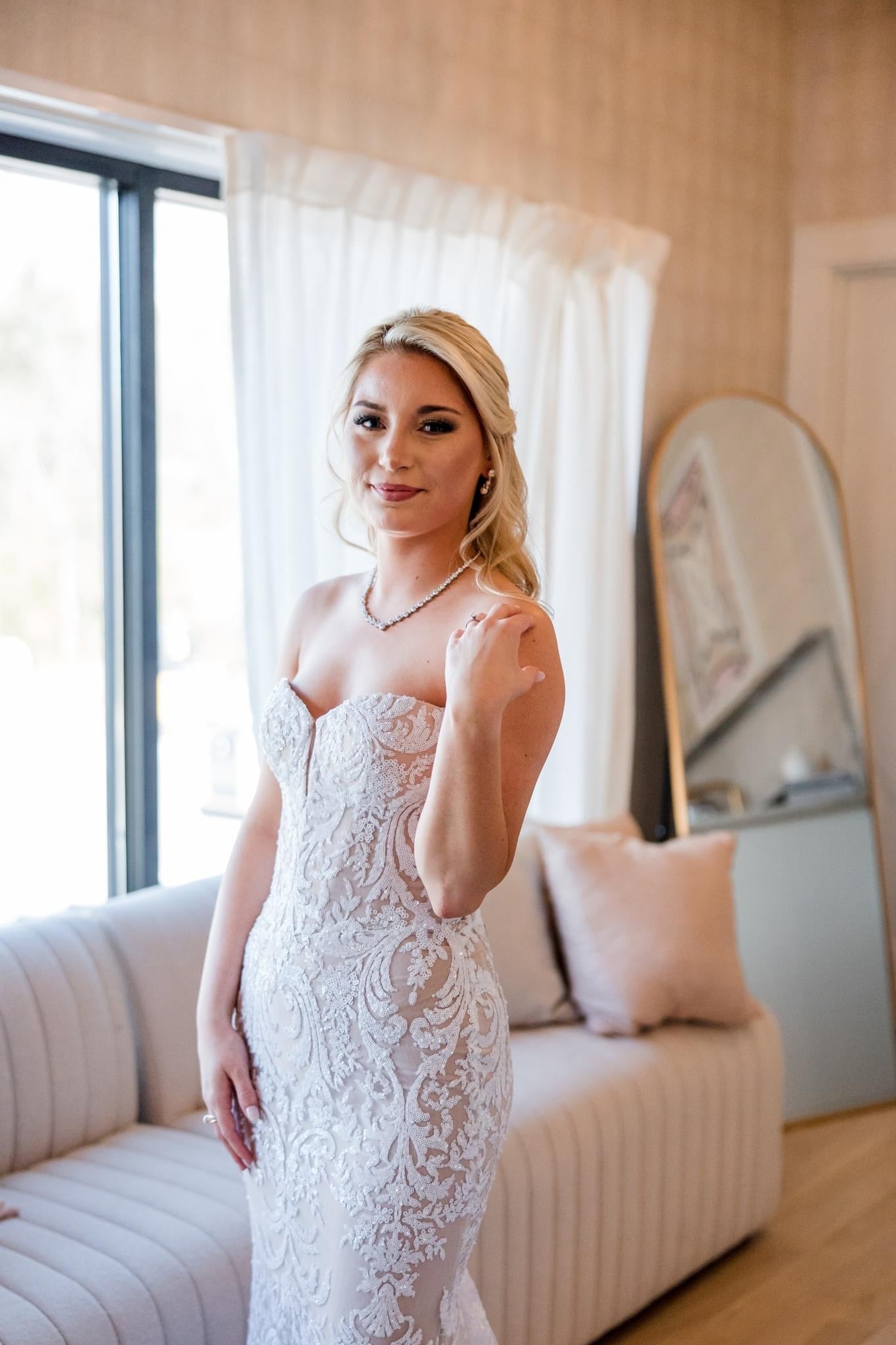 Bride wearing statement necklace | EDEN LUXE Bridal