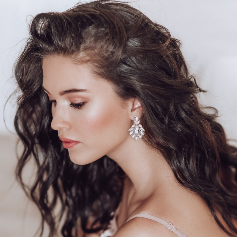 ALEXIS Silver Simulated Diamond Cluster Earrings