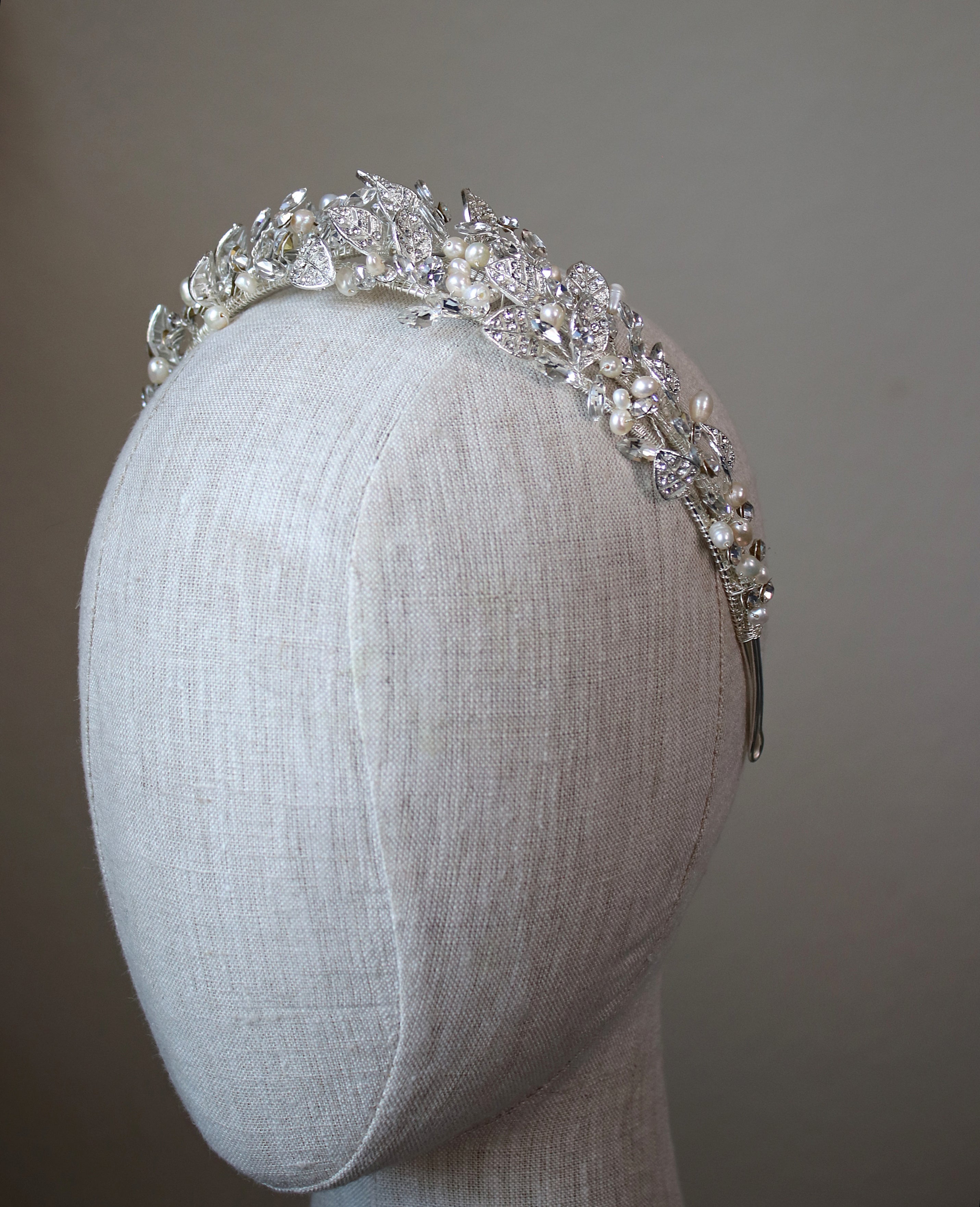 CHARLOTTE CORONATION Freshwater Pearl and Crystal Bridal Tiara