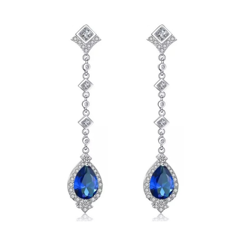 Skinny Long Drop Earrings | EDEN LUXE Bridal