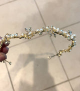 ABIGAIL Silver Freshwater Pearl Bridal Crystal Headband Headpiece