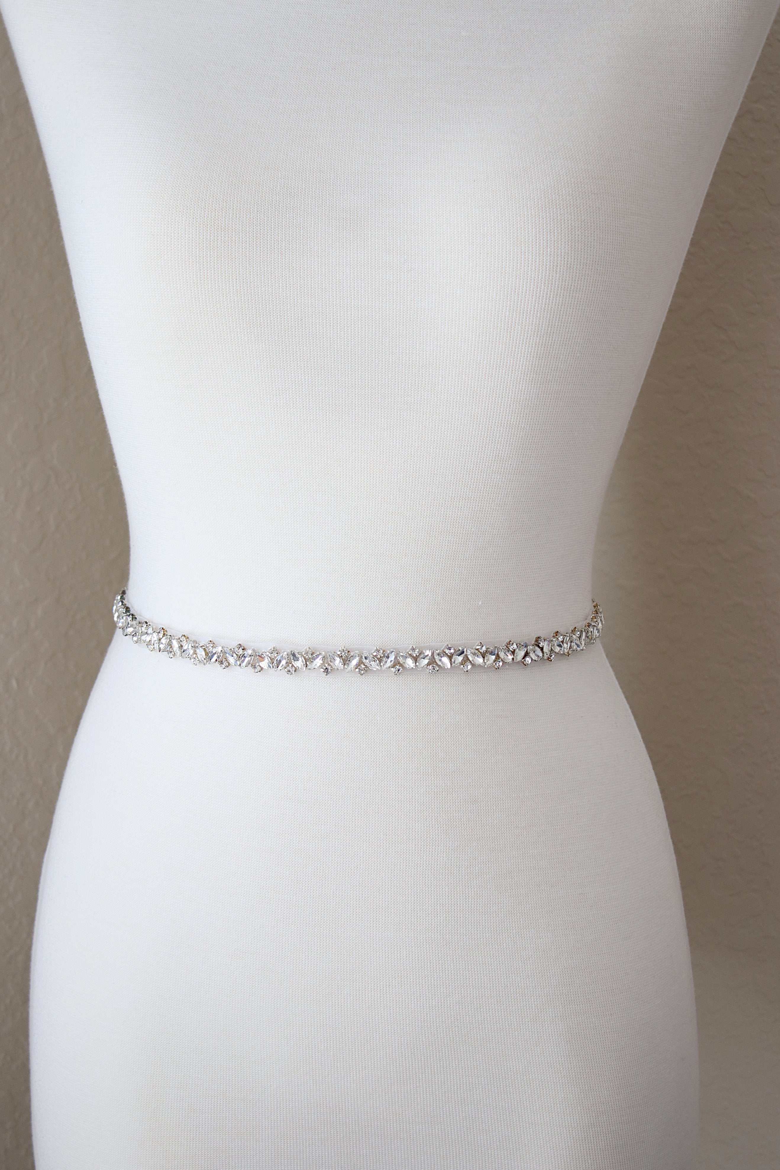 EDEN LUXE Bridal Belt, Bridal Sash CHELSEA Long Crystal Bridal Belt