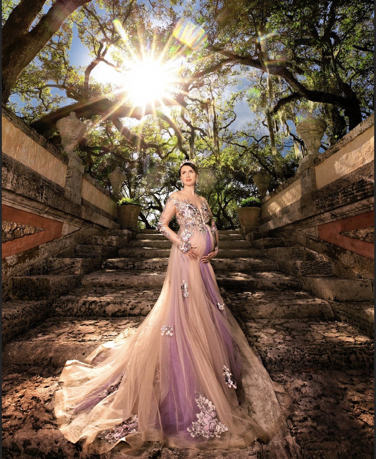 EDEN LUXE Bridal Bespoke Tiaras Rose Gold GENEVIEVE Amethyst, Blue Topaz and Citrine Tiara