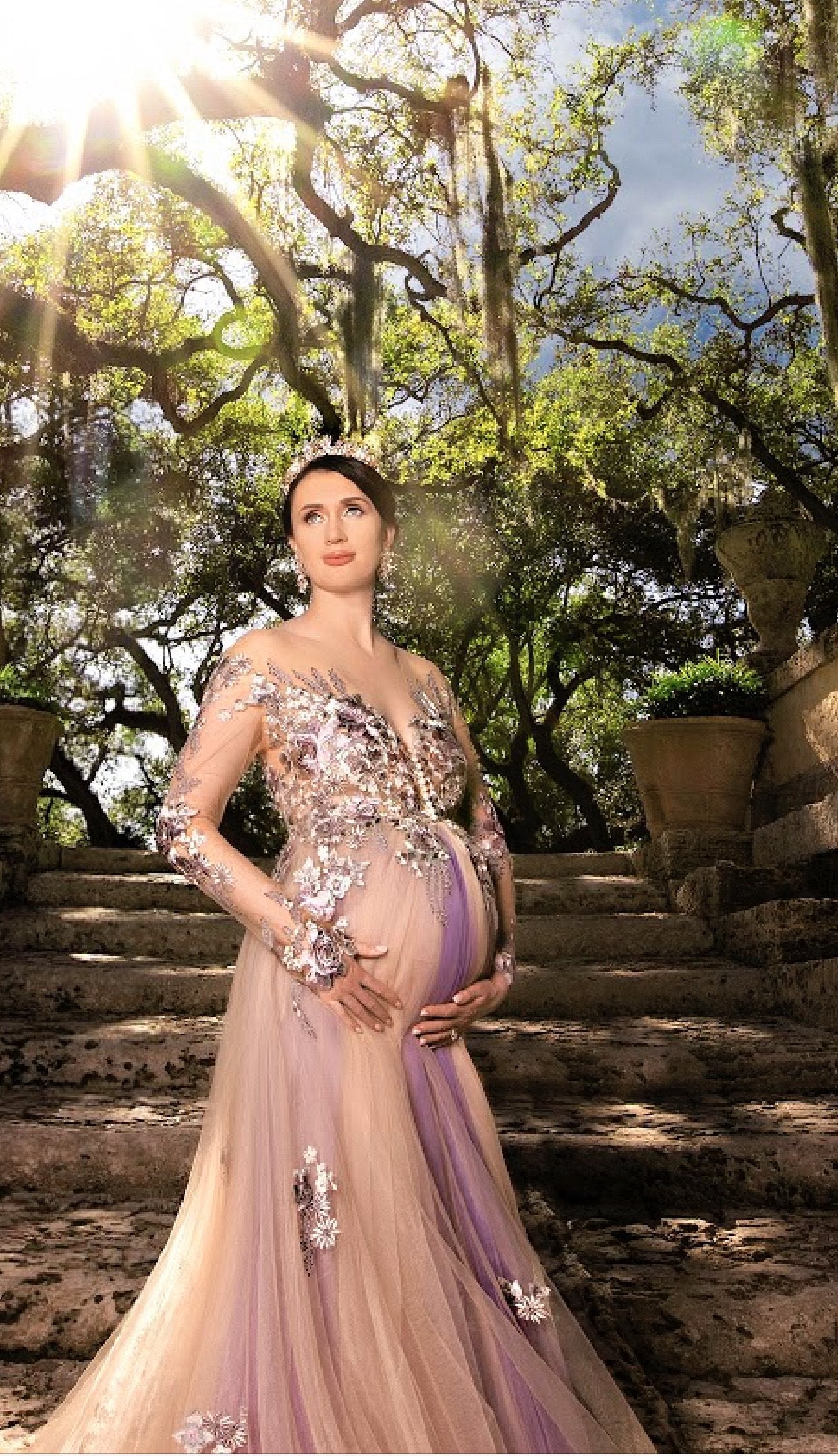 EDEN LUXE Bridal Bespoke Tiaras Rose Gold GENEVIEVE Amethyst, Blue Topaz and Citrine Tiara