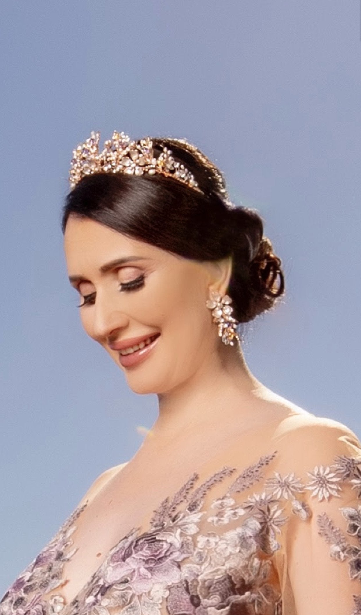 EDEN LUXE Bridal Bespoke Tiaras Rose Gold GENEVIEVE Amethyst, Blue Topaz and Citrine Tiara