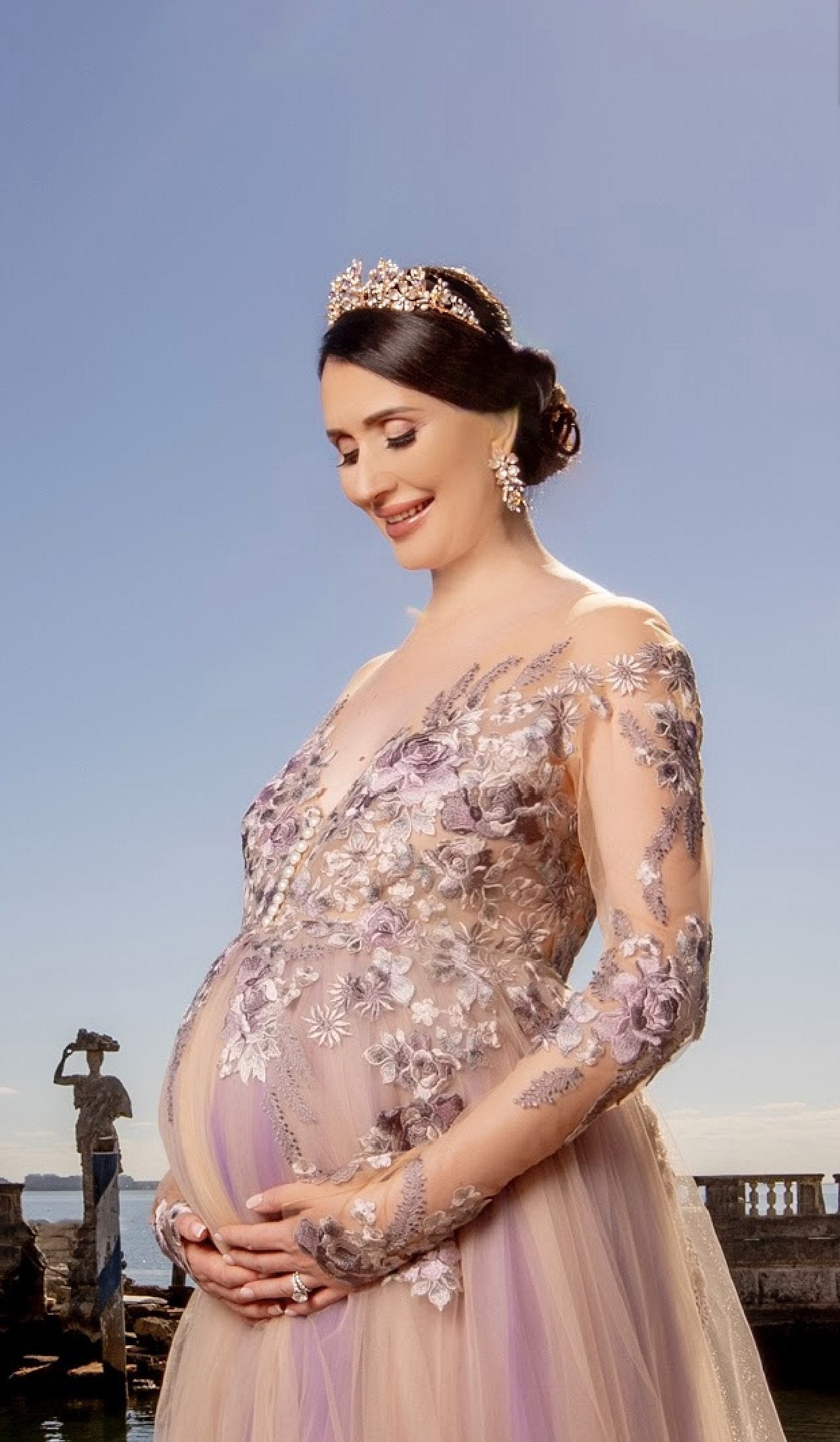 EDEN LUXE Bridal Bespoke Tiaras Rose Gold GENEVIEVE Amethyst, Blue Topaz and Citrine Tiara