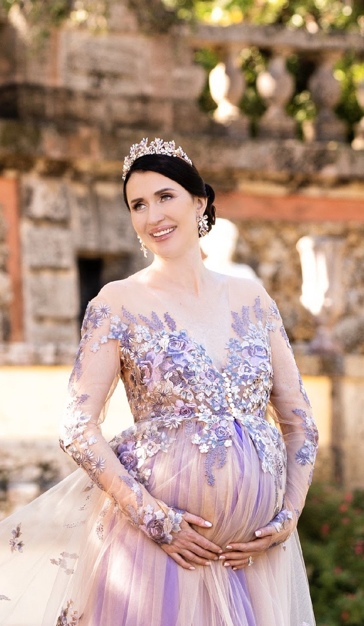 EDEN LUXE Bridal Bespoke Tiaras Rose Gold GENEVIEVE Amethyst, Blue Topaz and Citrine Tiara