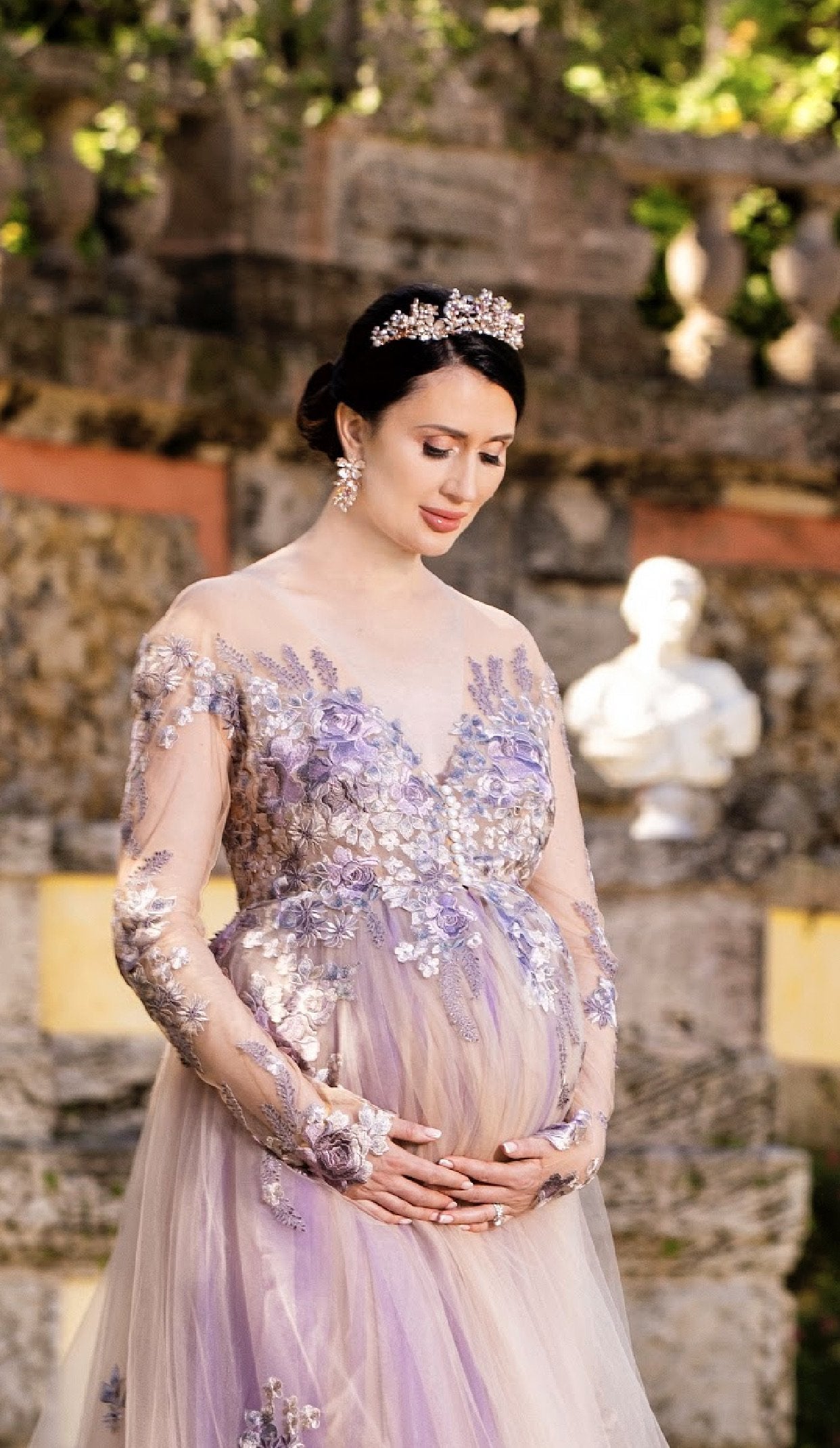 EDEN LUXE Bridal Bespoke Tiaras Rose Gold GENEVIEVE Amethyst, Blue Topaz and Citrine Tiara