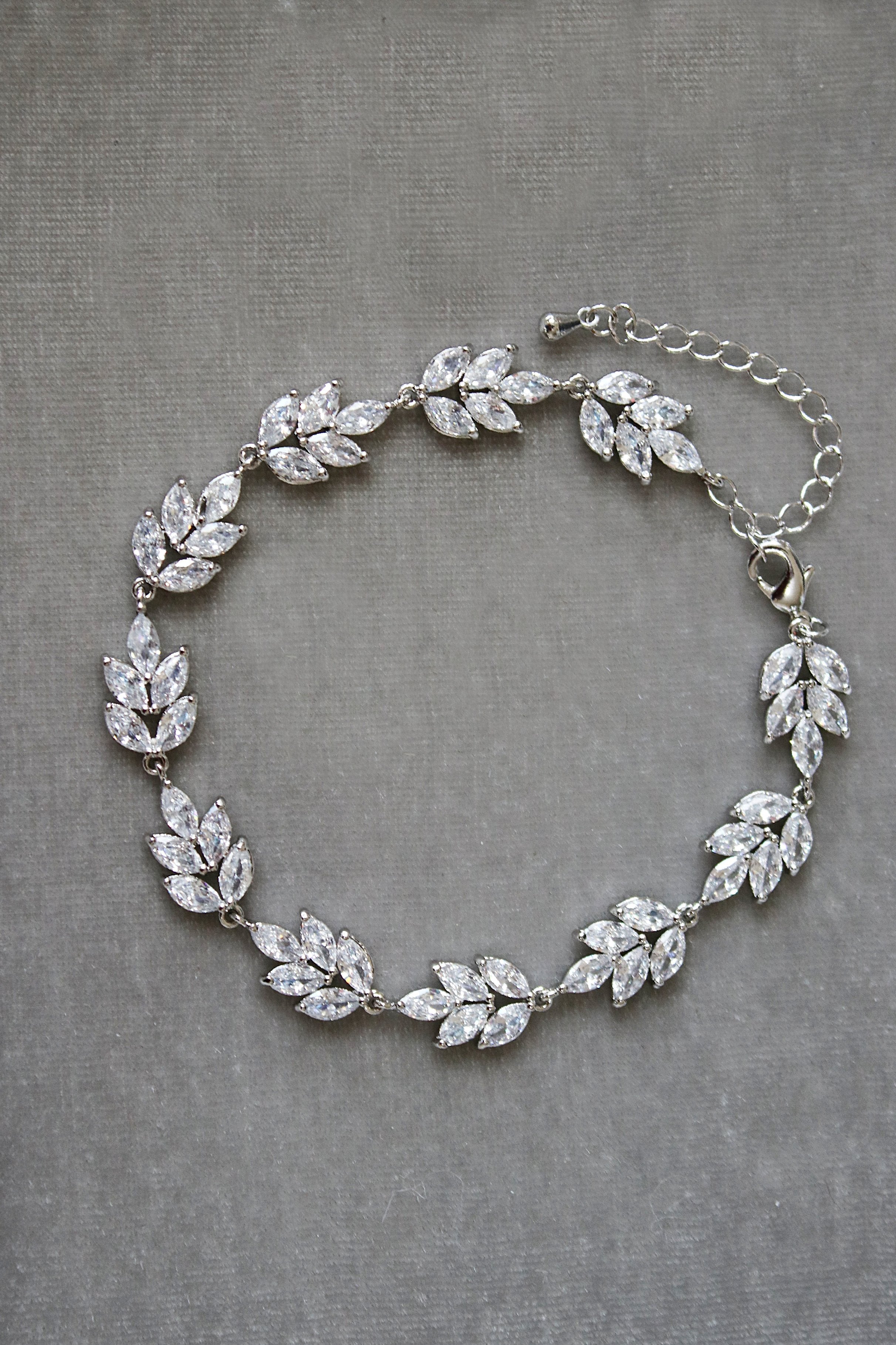 EDEN LUXE Bridal Bracelet CRESSIDA Silver Simulated Diamond Marquise Cluster Bridal Bracelet