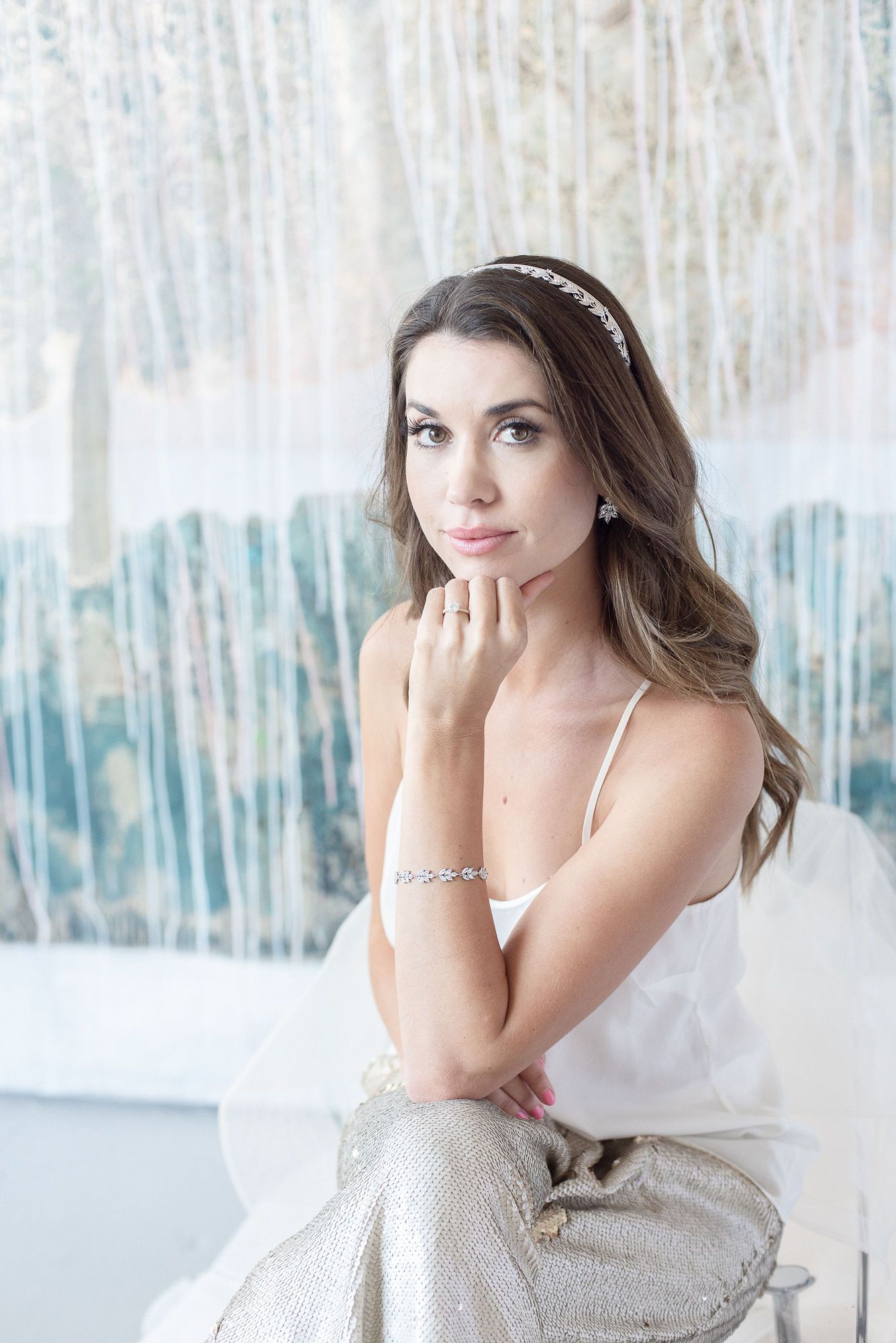 EDEN LUXE Bridal Bracelet CRESSIDA Silver Simulated Diamond Marquise Cluster Bridal Bracelet