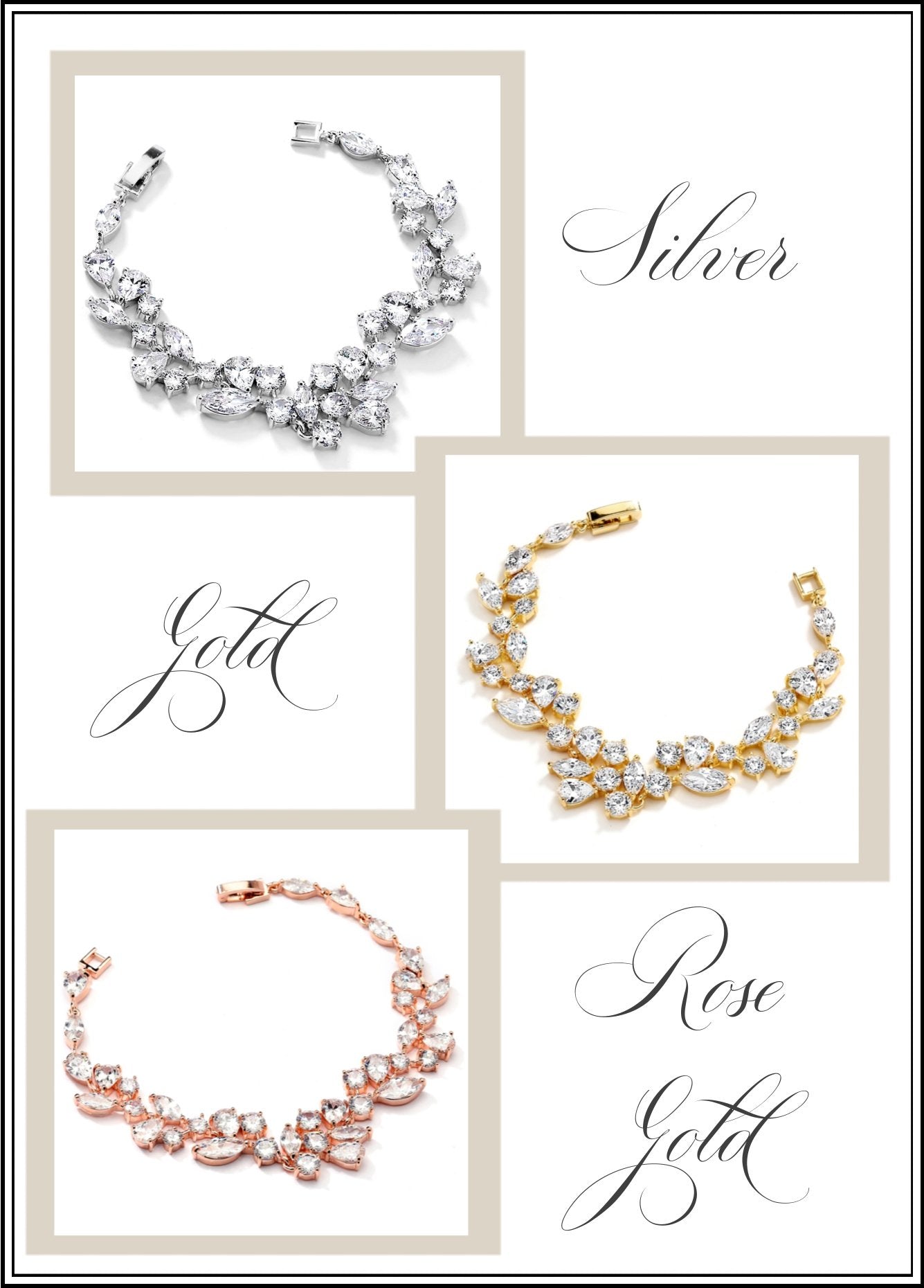 EDEN LUXE Bridal Bracelet Petite - 6.5 Inches / Rose Gold HYACINTH Simulated Diamond Statement Bracelet