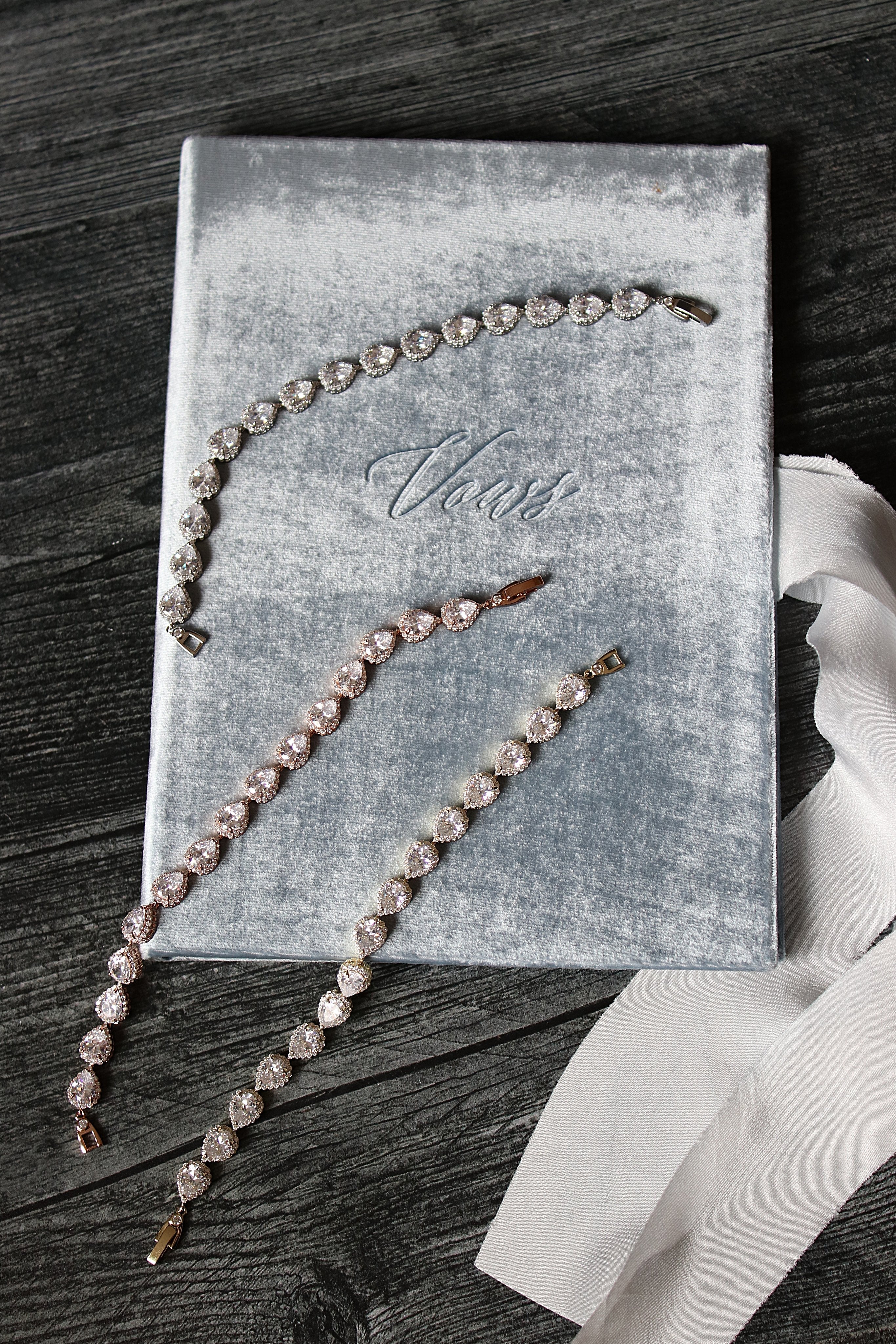 EDEN LUXE Bridal Bracelets, Bracelet Gold DIANA Silver Simulated Diamond Bracelet