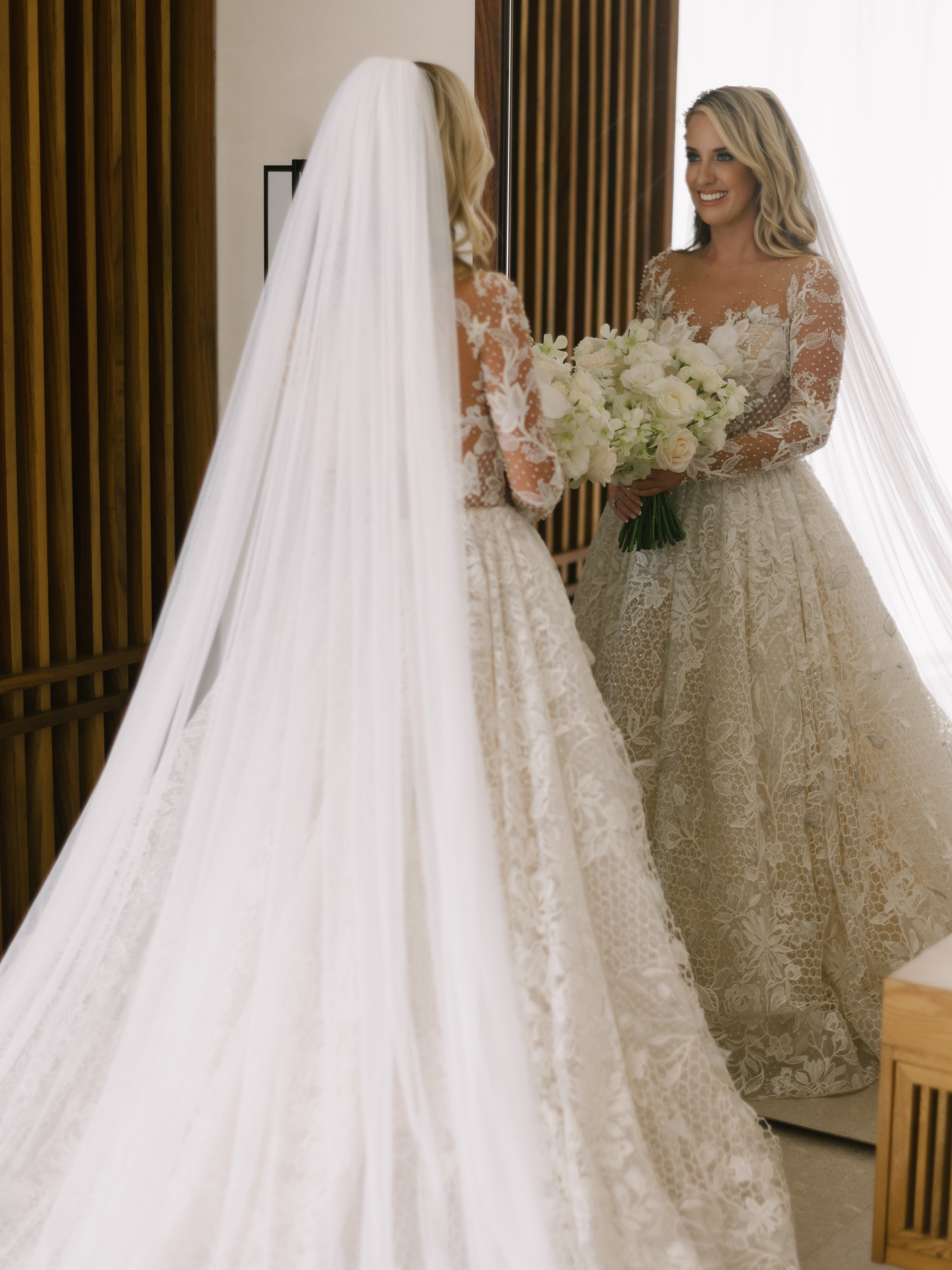 EDEN LUXE Bridal Bridal Veils KATHERINE Royal Cathedral English Net 1 Layer Bridal Veil