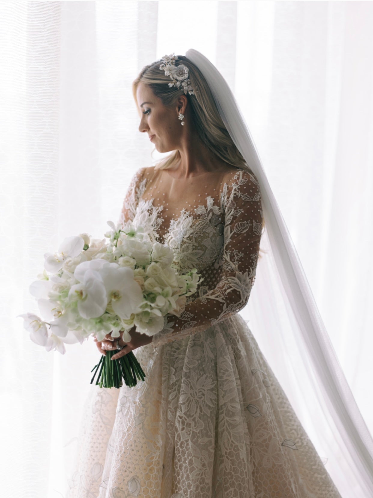 EDEN LUXE Bridal Bridal Veils KATHERINE Royal Cathedral English Net 1 Layer Bridal Veil
