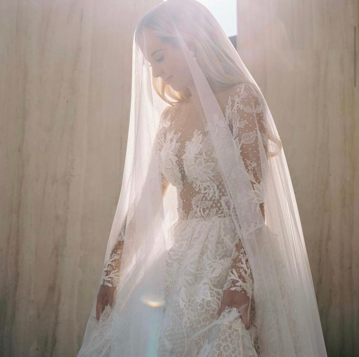 EDEN LUXE Bridal Bridal Veils KATHERINE Royal Cathedral English Net Drop Veil