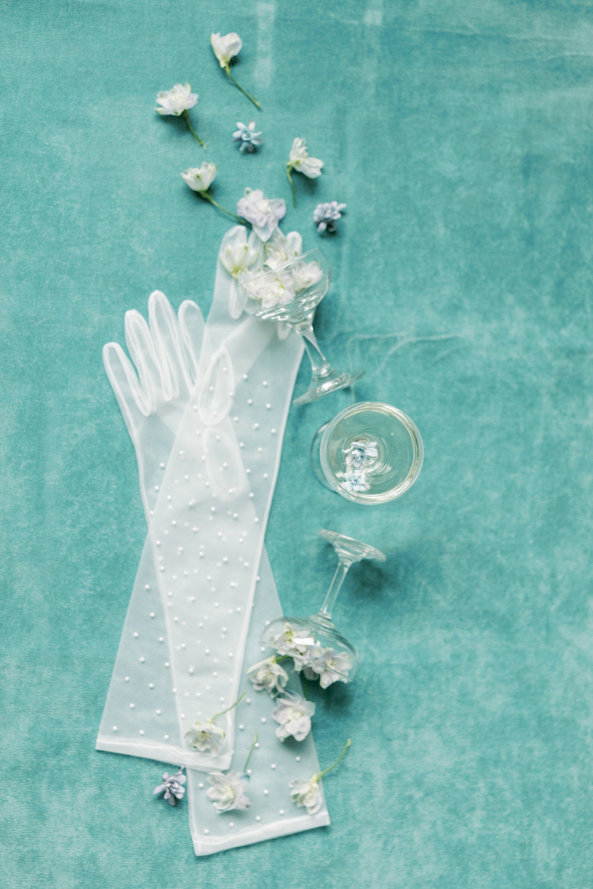 EDEN LUXE Bridal Costume Gloves DAPHNE Elbow Length Tulle and Pearl Bridal Gloves