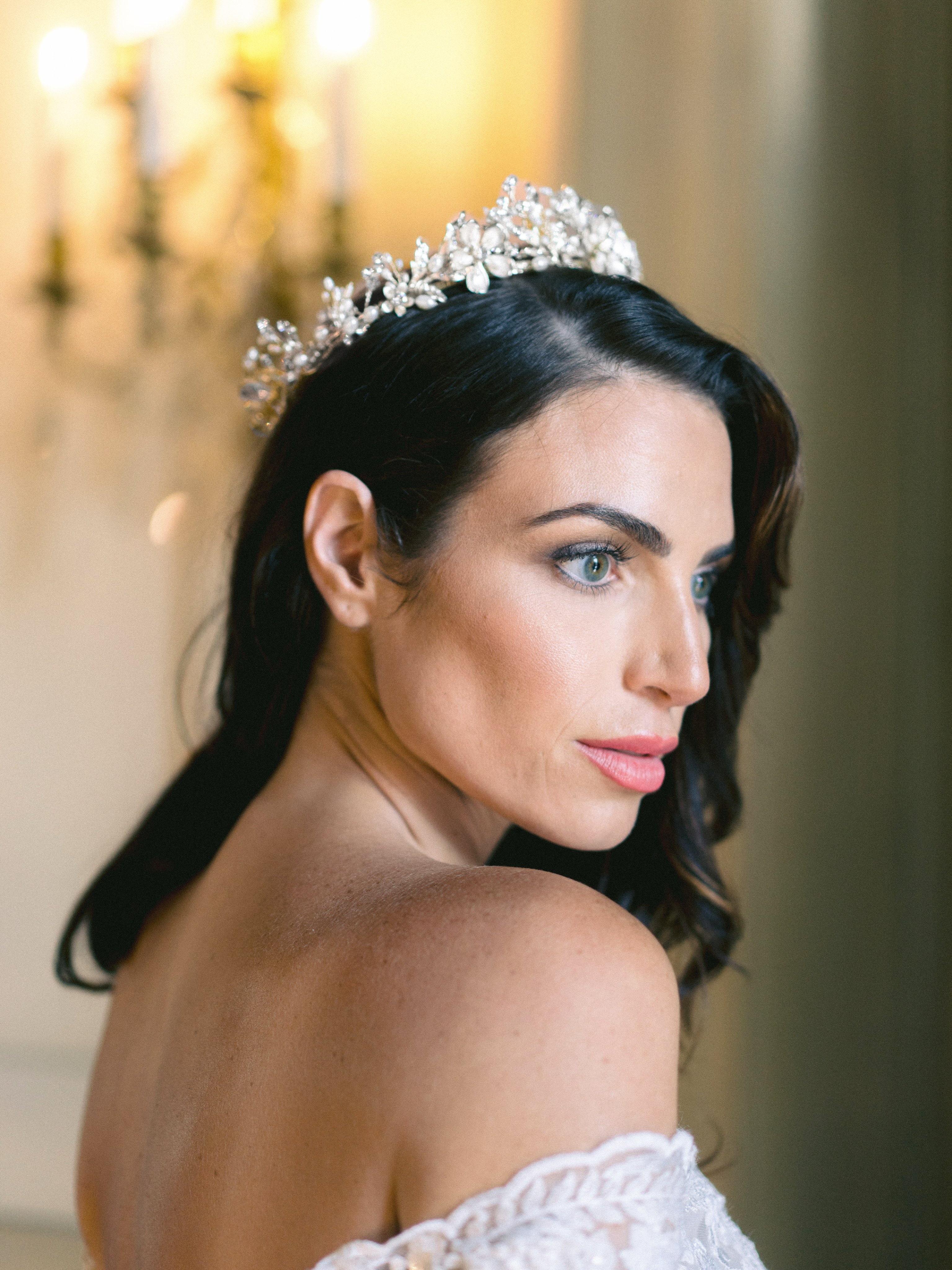 EDEN LUXE Bridal Crown GENEVIEVE Gilded Blossoms Full Bridal Crown