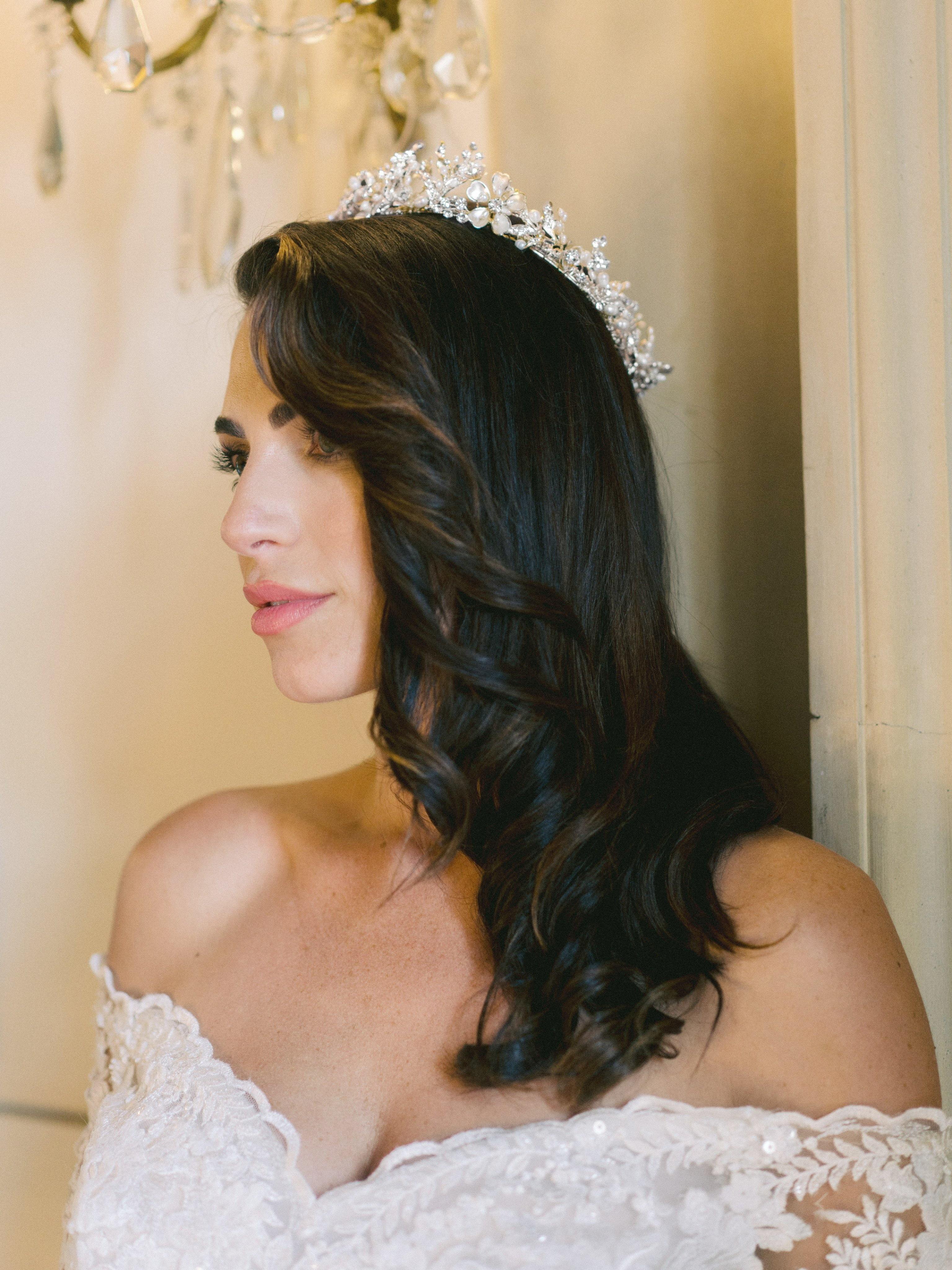 EDEN LUXE Bridal Crown GENEVIEVE Gilded Blossoms Full Bridal Crown