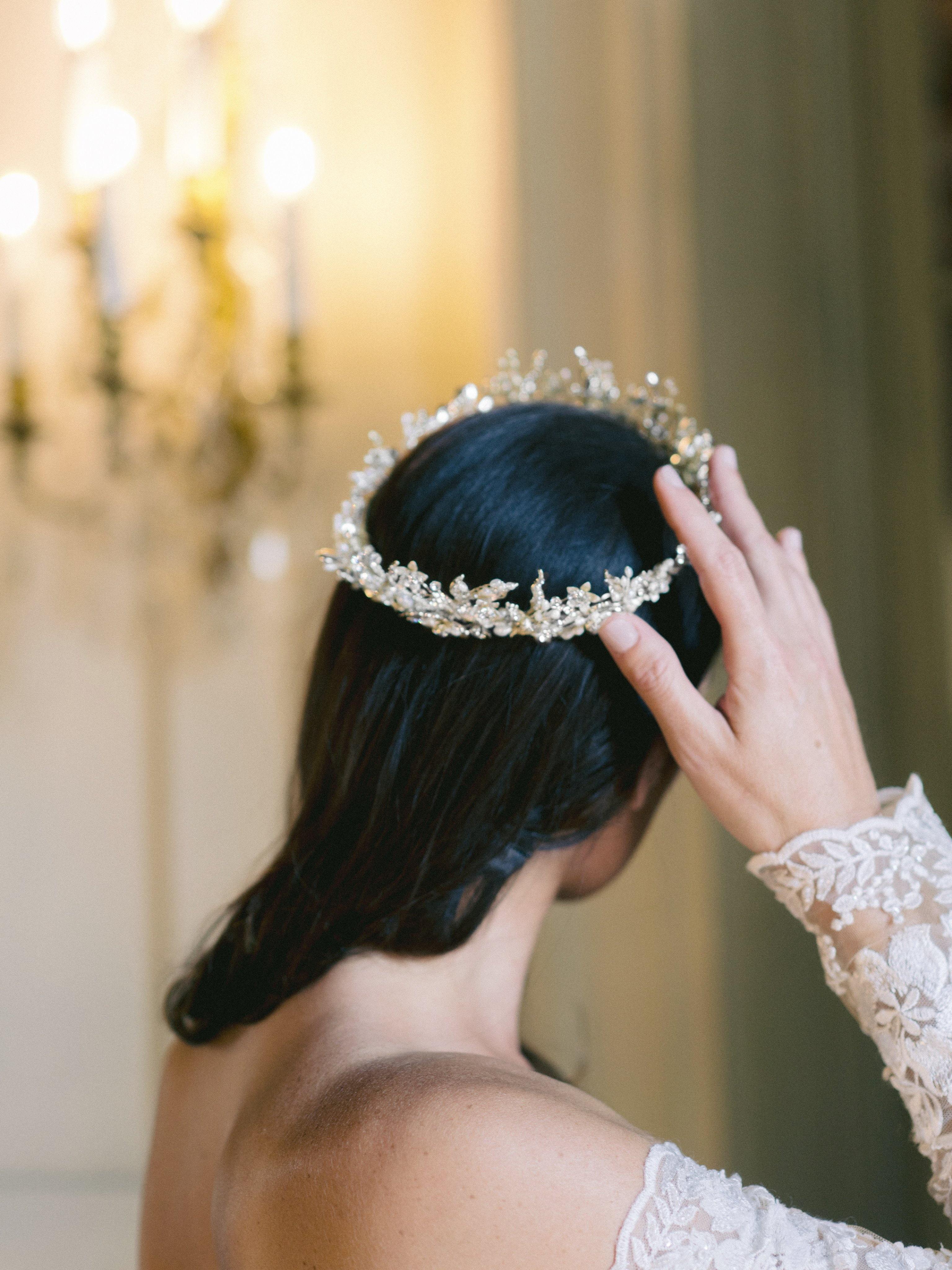 EDEN LUXE Bridal Crown GENEVIEVE Gilded Blossoms Full Bridal Crown